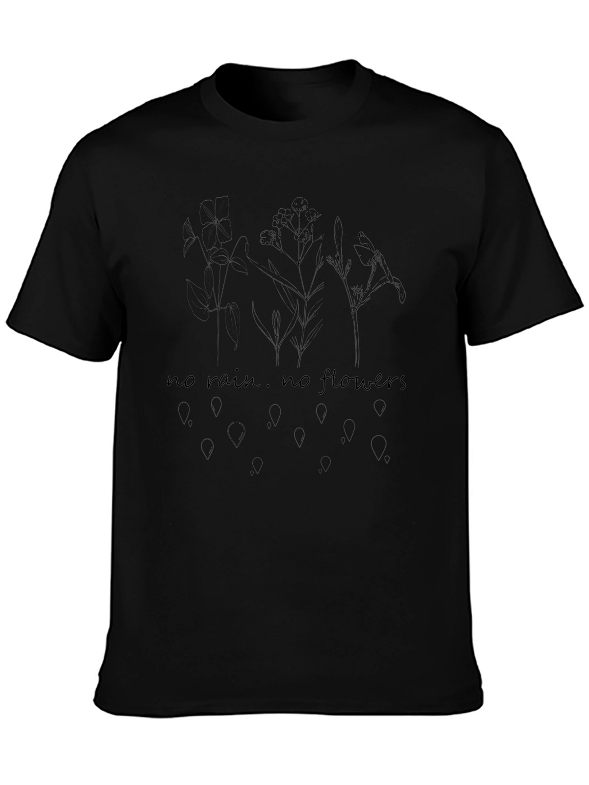 No Rain No Flowers Black Graphic T-Shirt