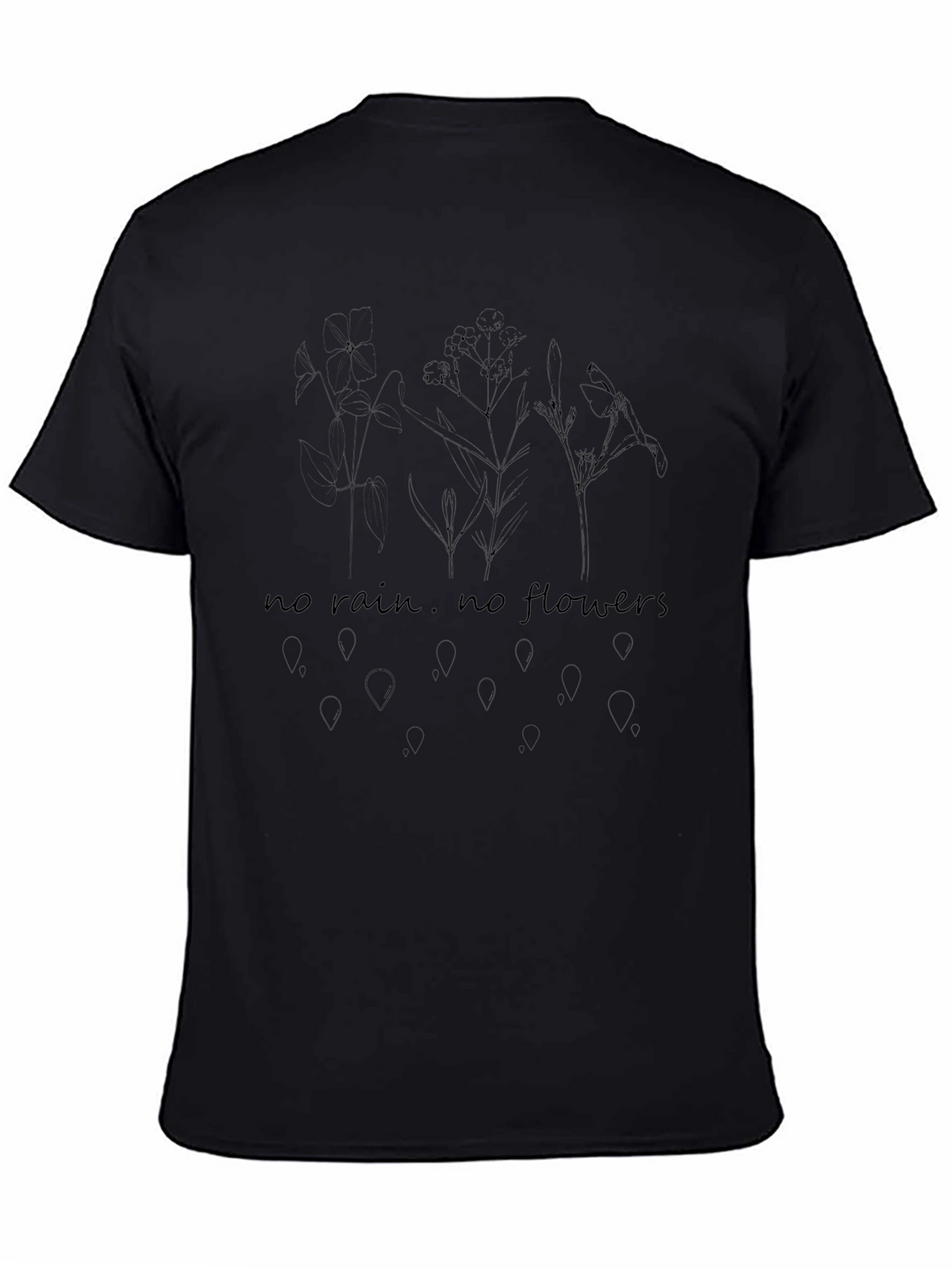 No Rain No Flowers Black Graphic T-Shirt