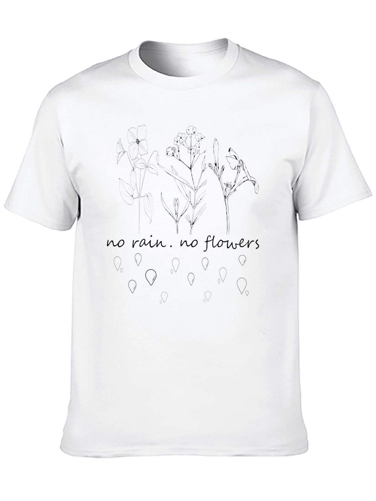 No Rain No Flowers Black Graphic T-Shirt