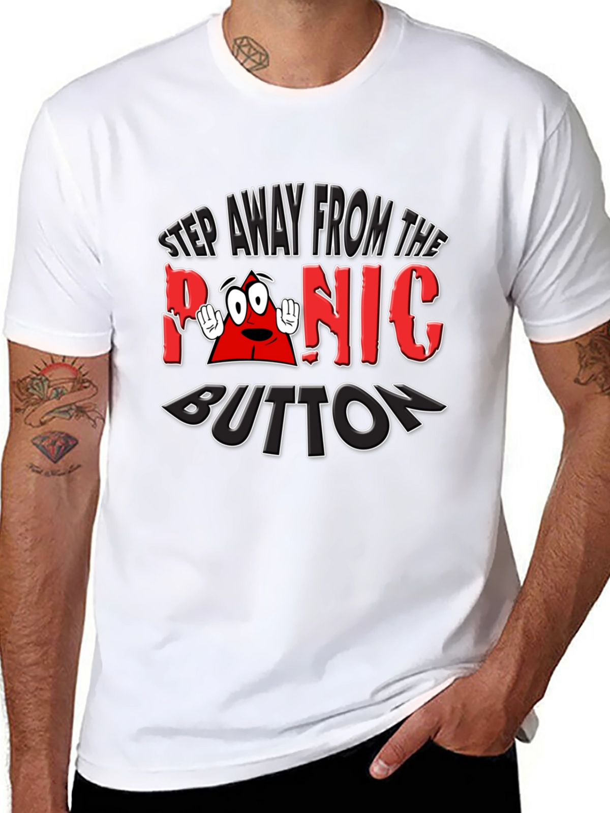 Panic Button Graphic T-Shirt Funny Tee