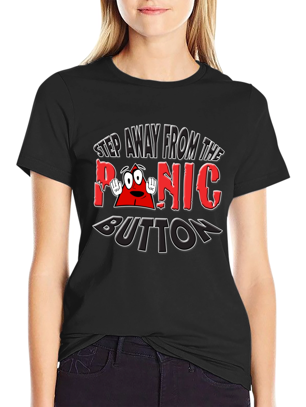 Panic Button Graphic T-Shirt Funny Tee