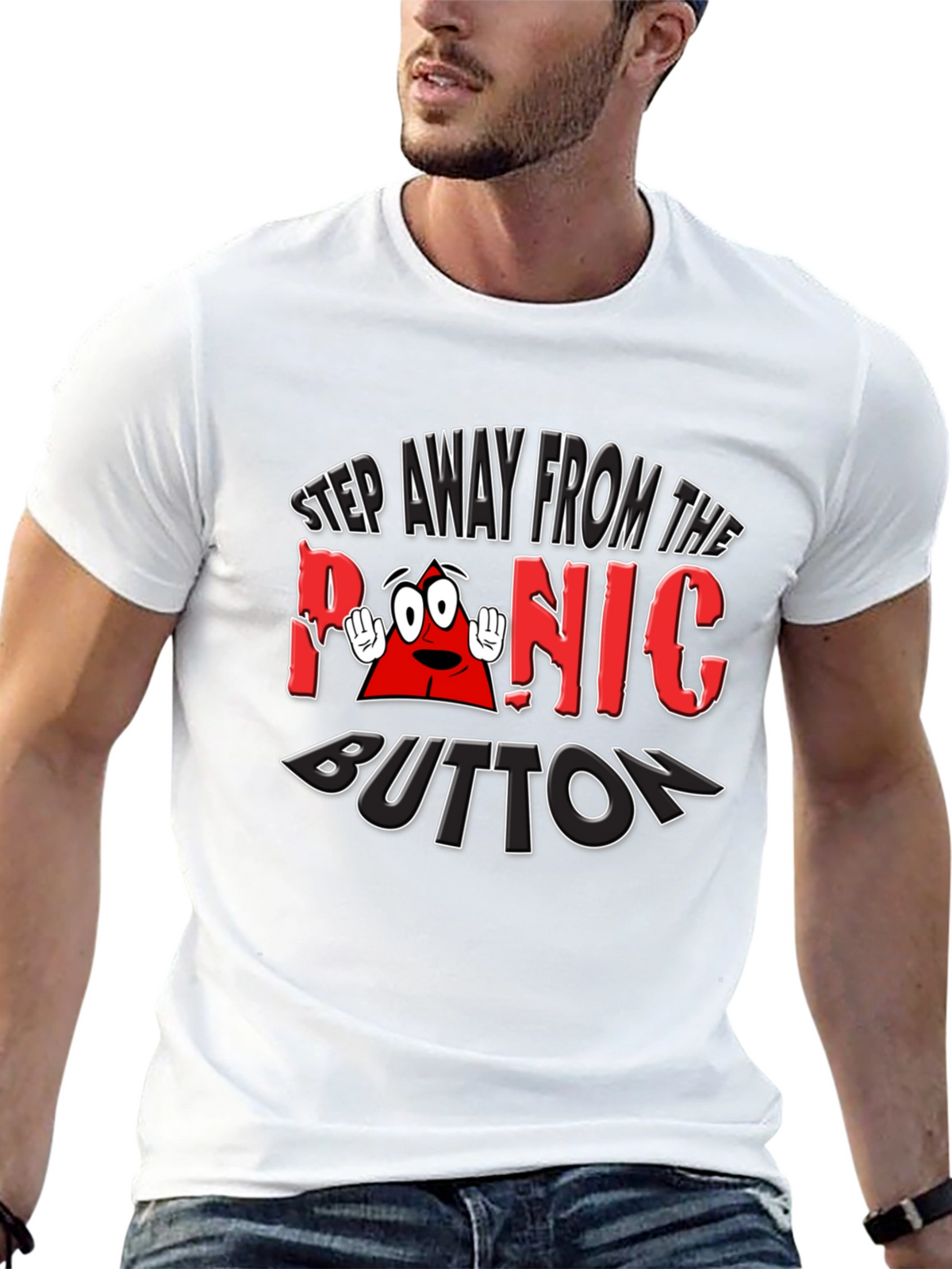 Panic Button Graphic T-Shirt Funny Tee