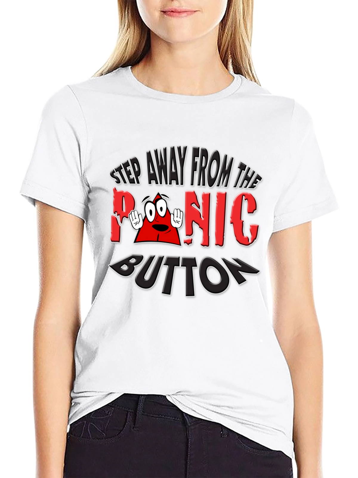 Panic Button Graphic T-Shirt Funny Tee