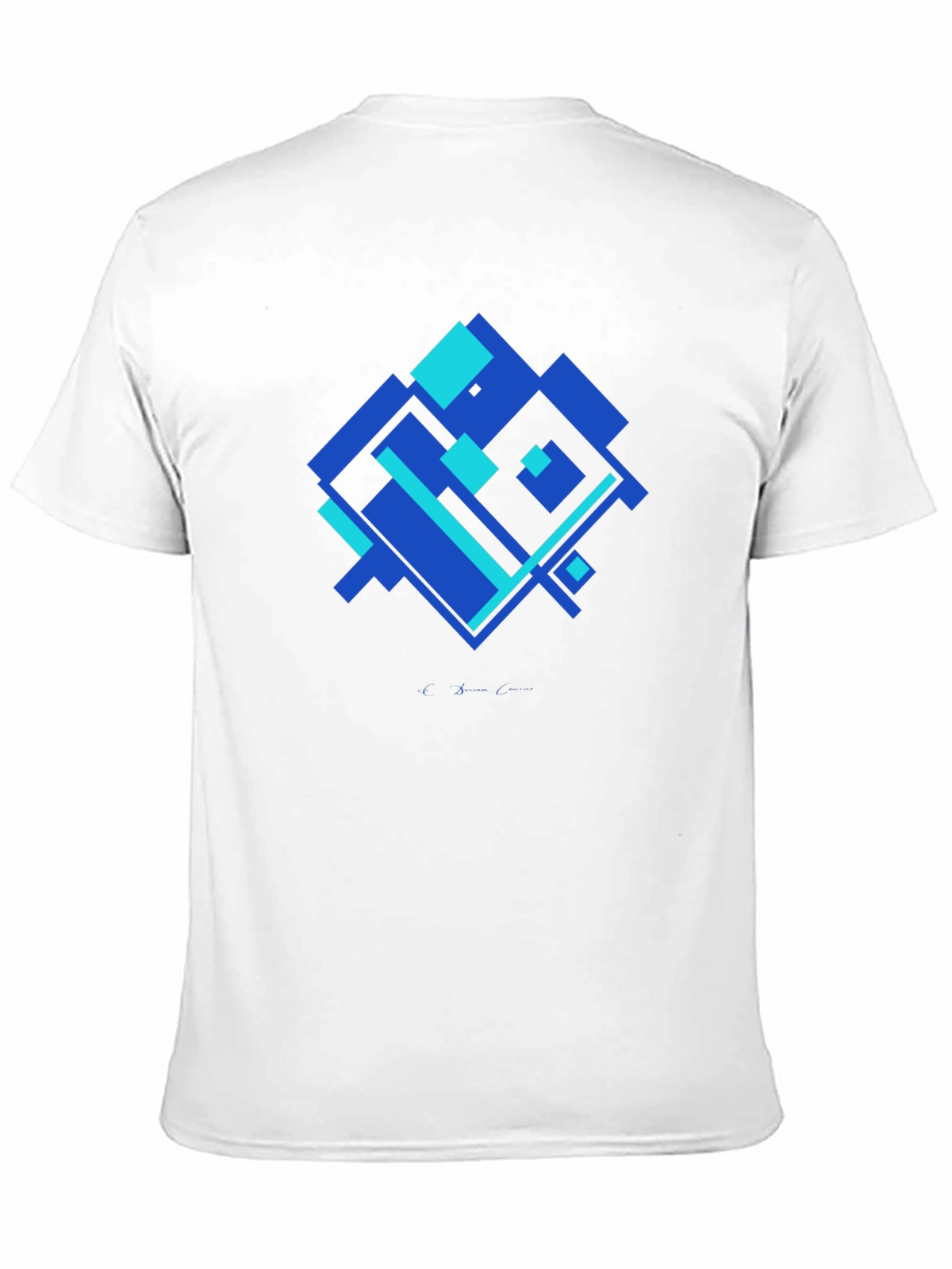 Geometric Blue Square Graphic T-Shirt