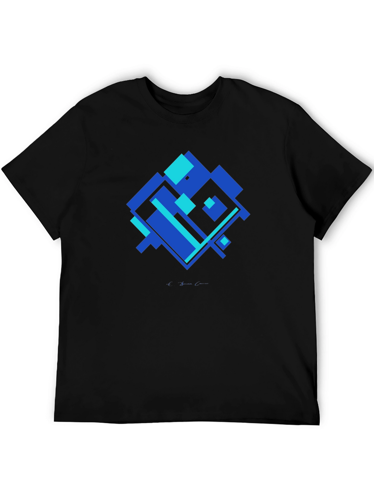 Geometric Blue Square Graphic T-Shirt