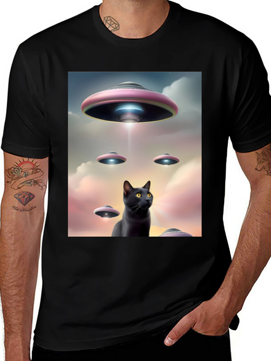 UFO Black Cat T-Shirt