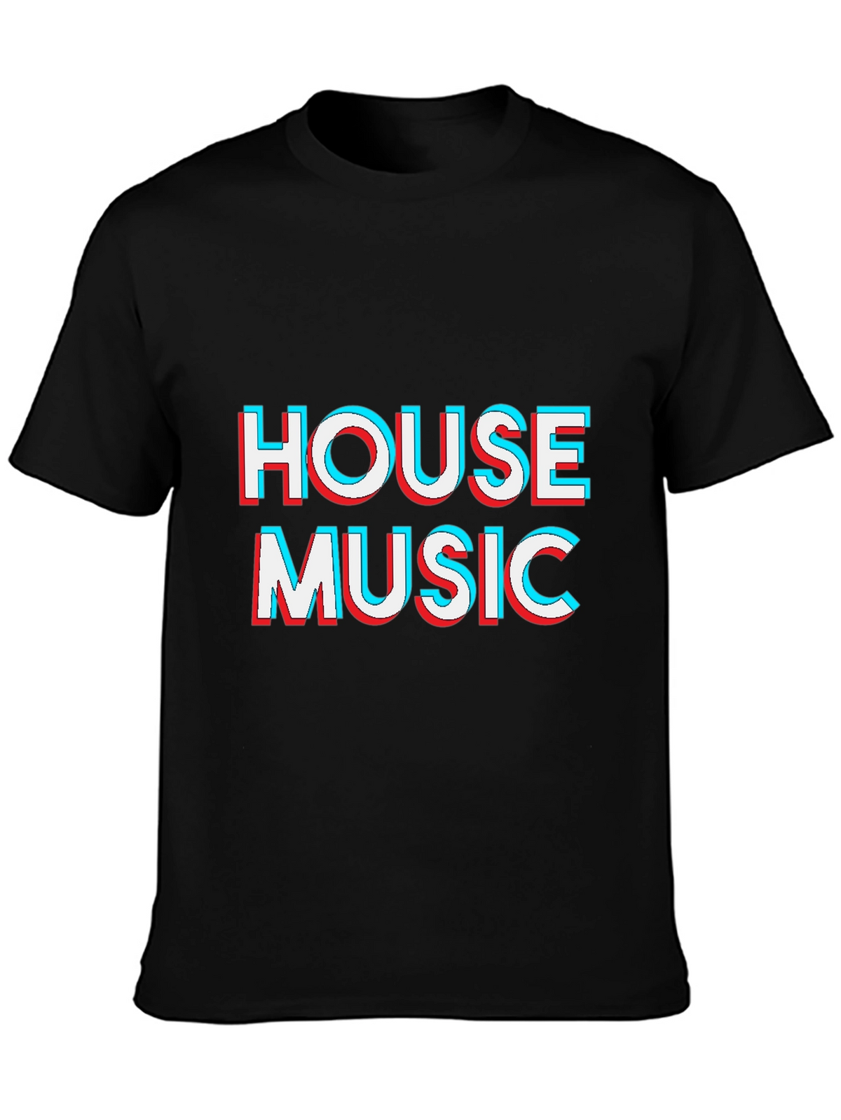 House Music 3D Effect Black T-Shirt