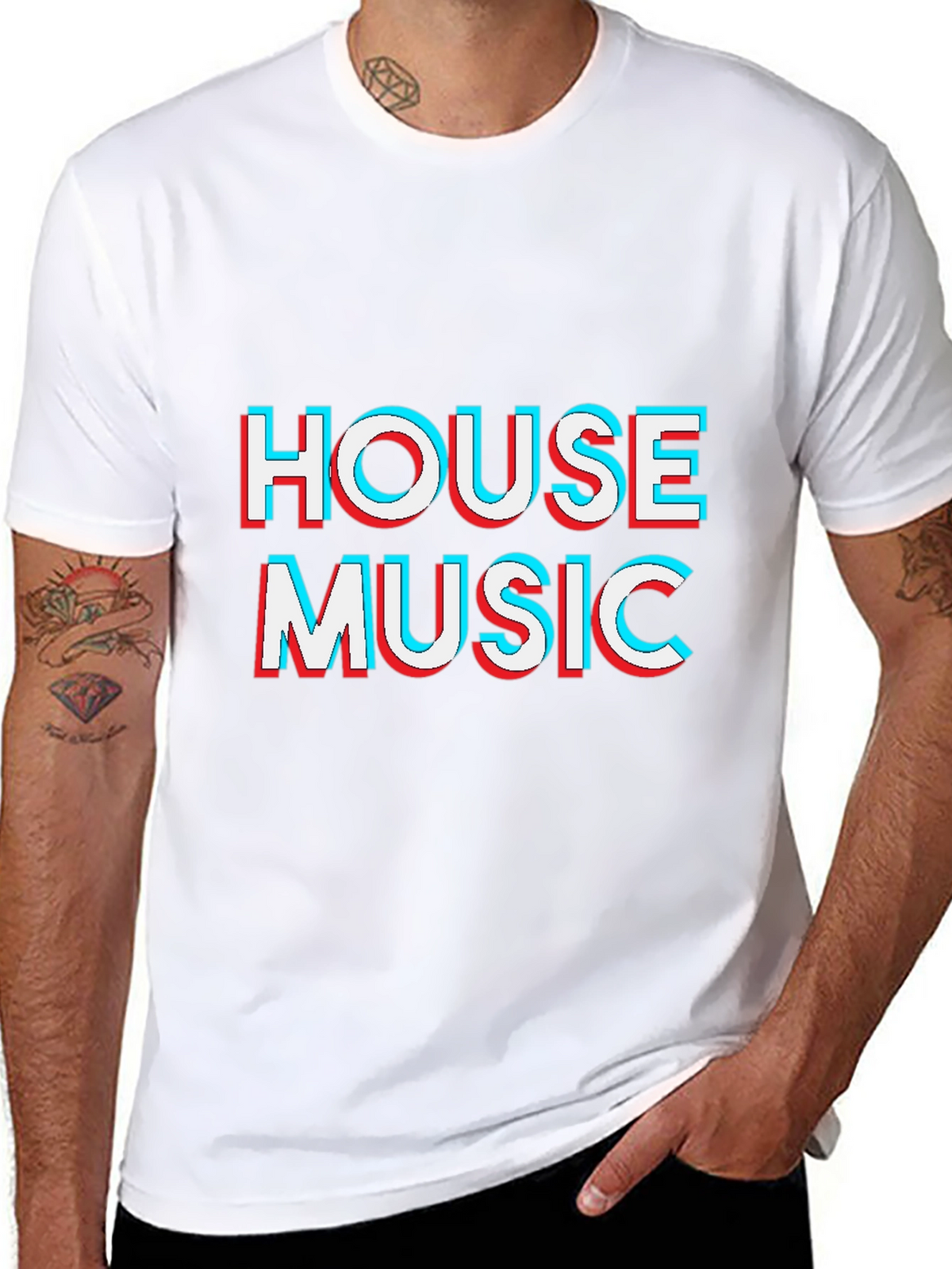 House Music 3D Effect Black T-Shirt