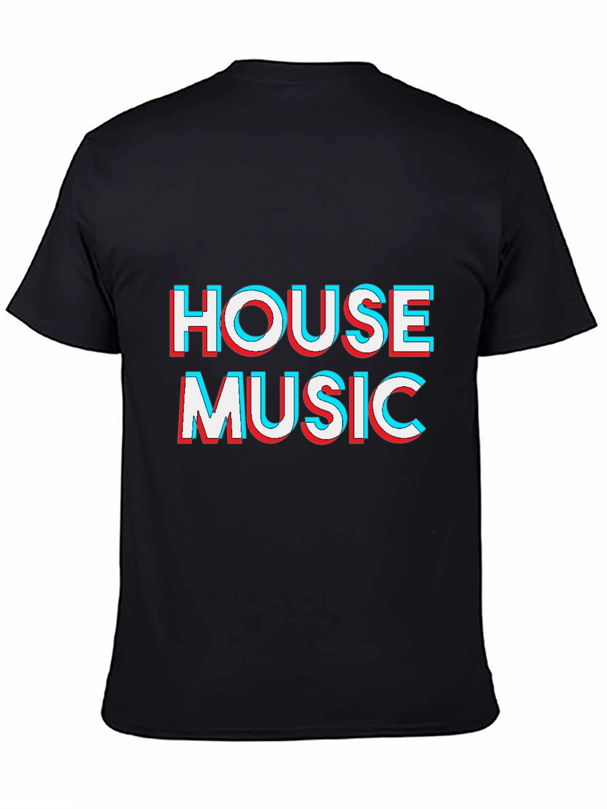 House Music 3D Effect Black T-Shirt