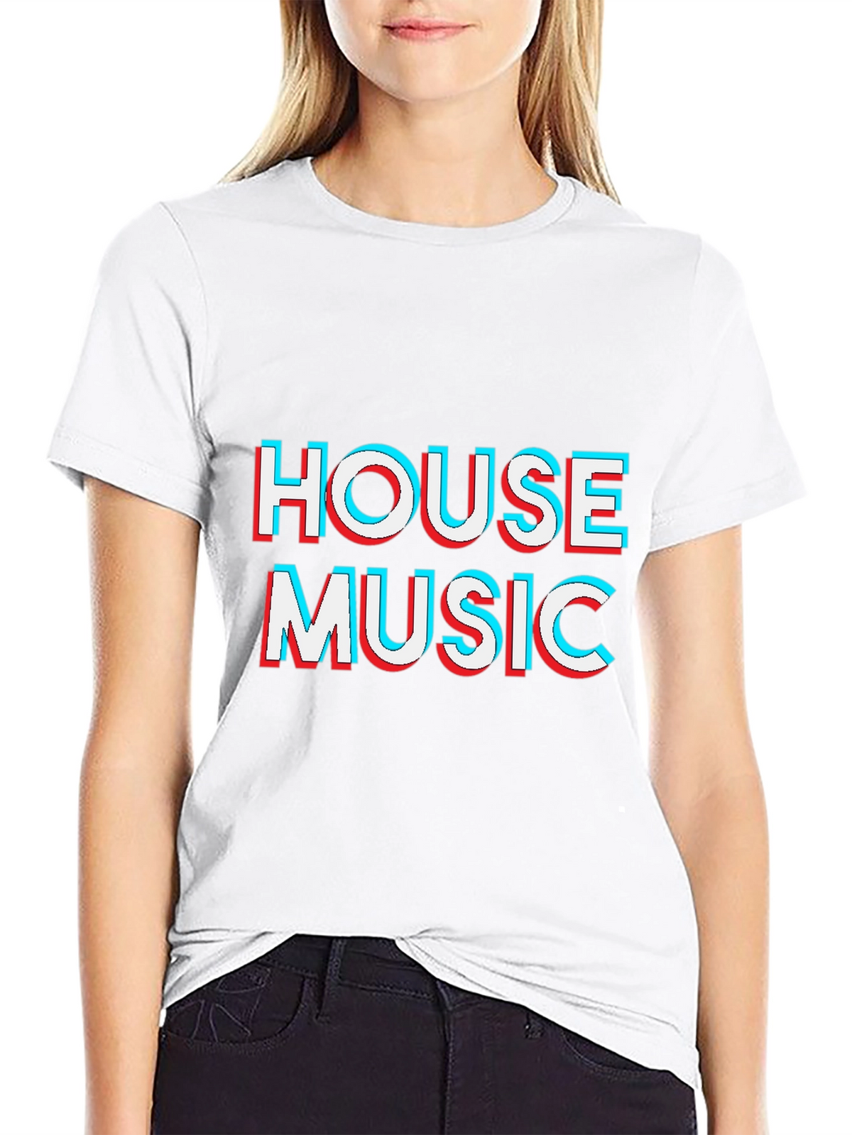 House Music 3D Effect Black T-Shirt