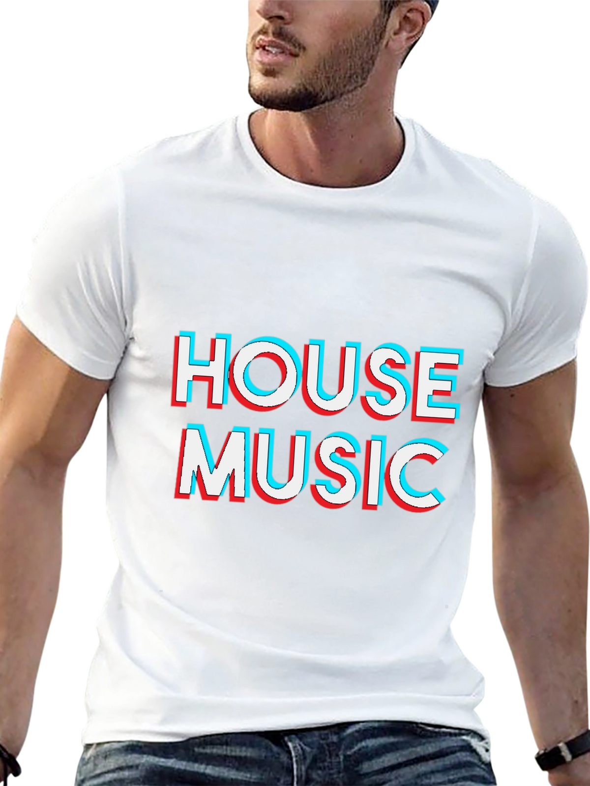 House Music 3D Effect Black T-Shirt