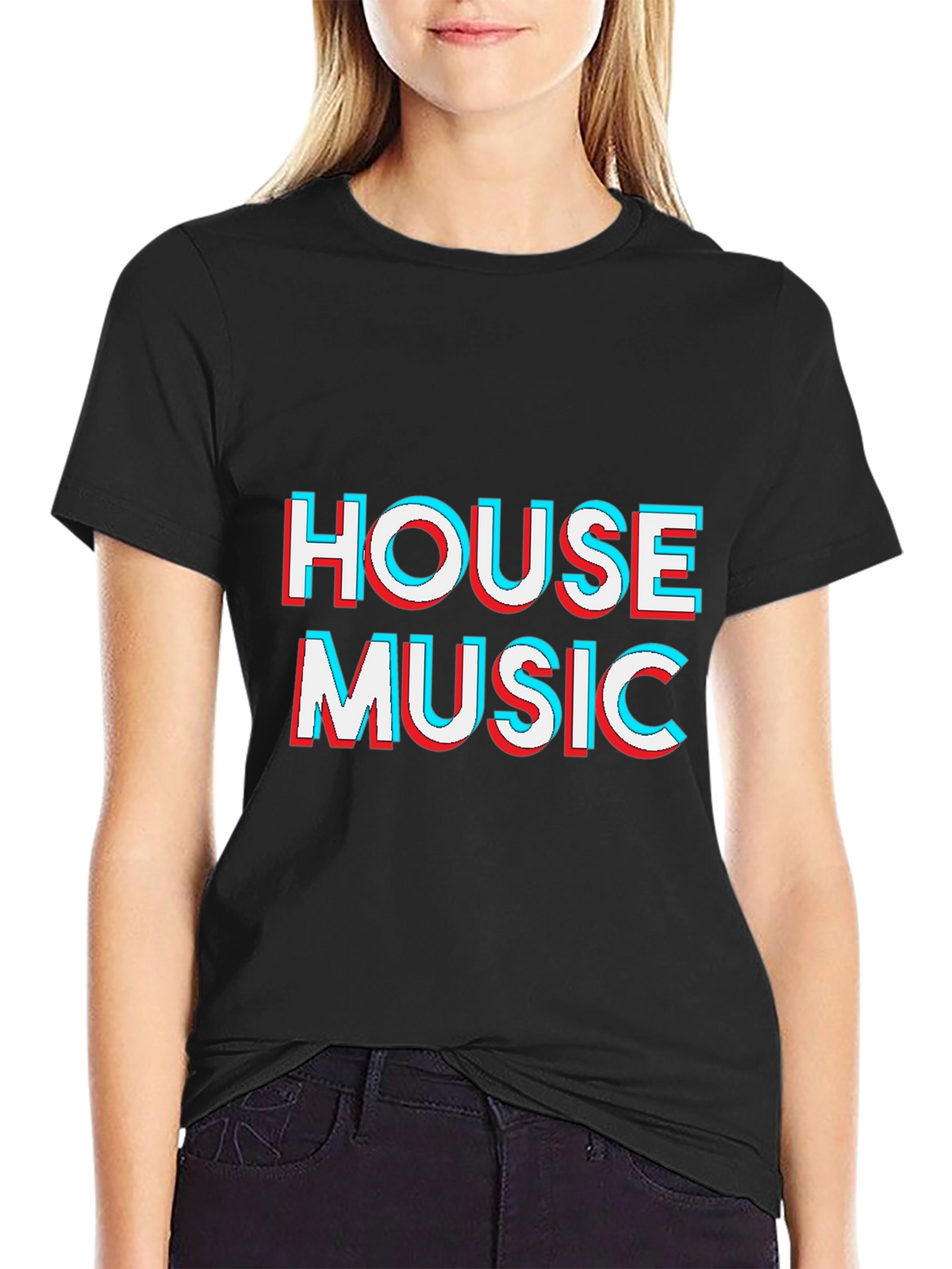 House Music 3D Effect Black T-Shirt