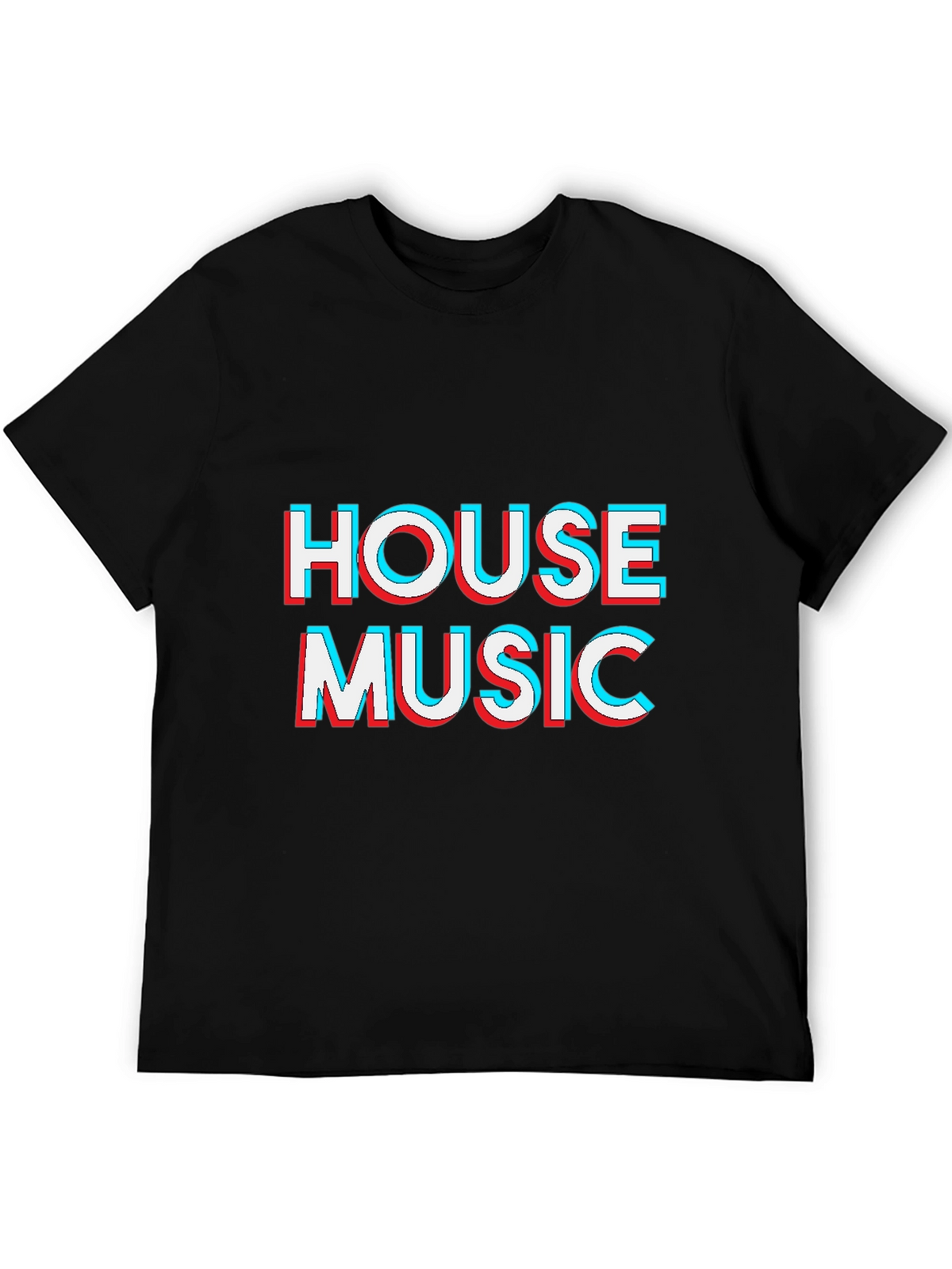 House Music 3D Effect Black T-Shirt