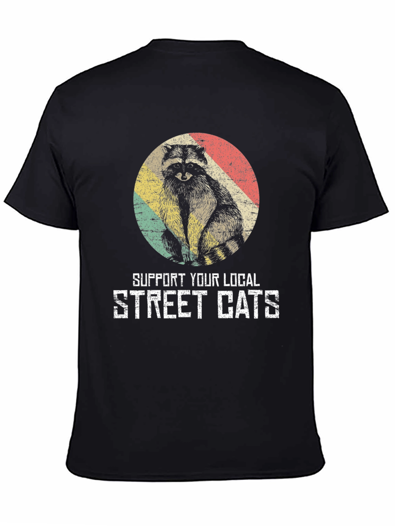 Retro Raccoon Support Street Cats T-Shirt