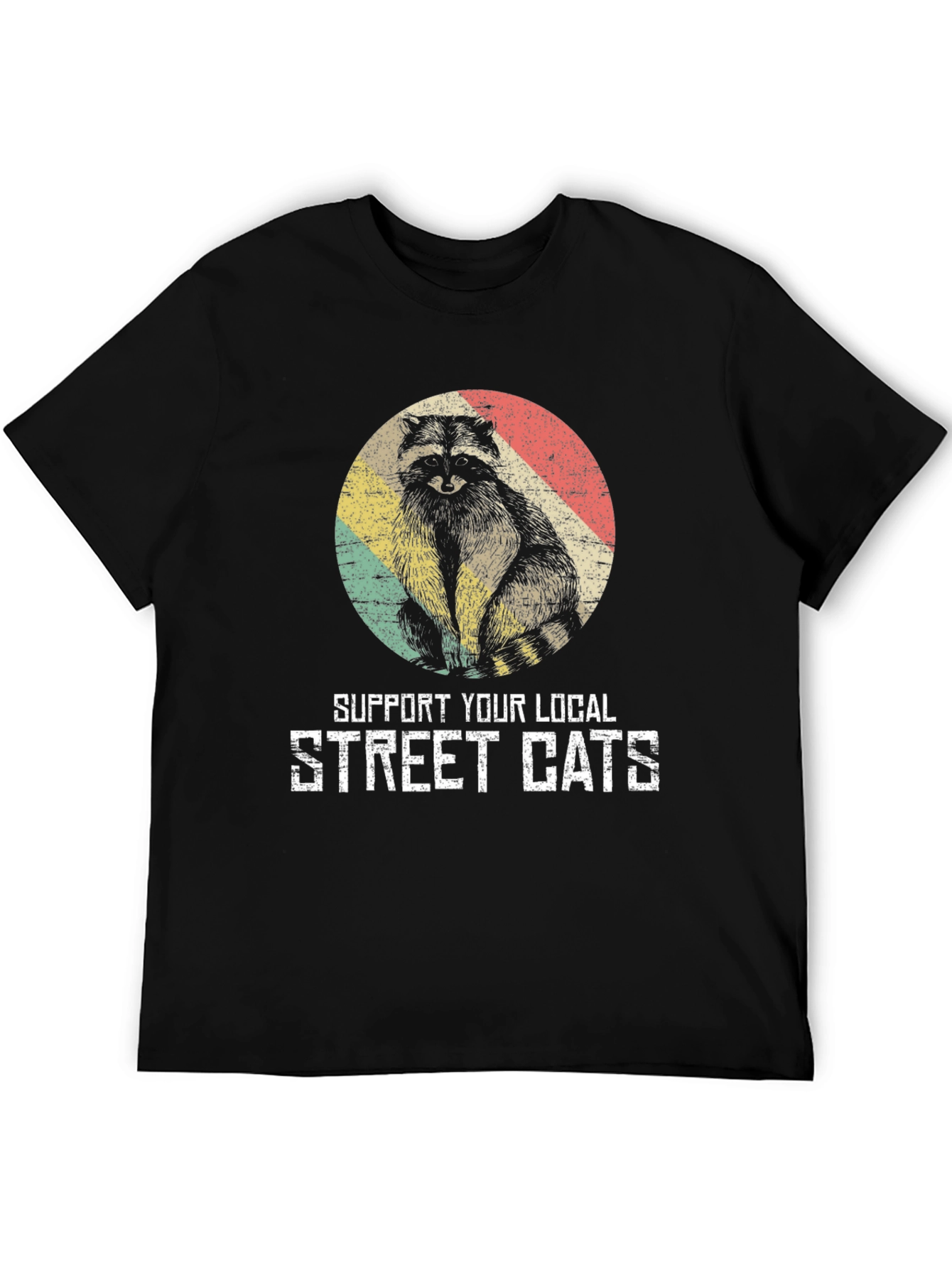 Retro Raccoon Support Street Cats T-Shirt