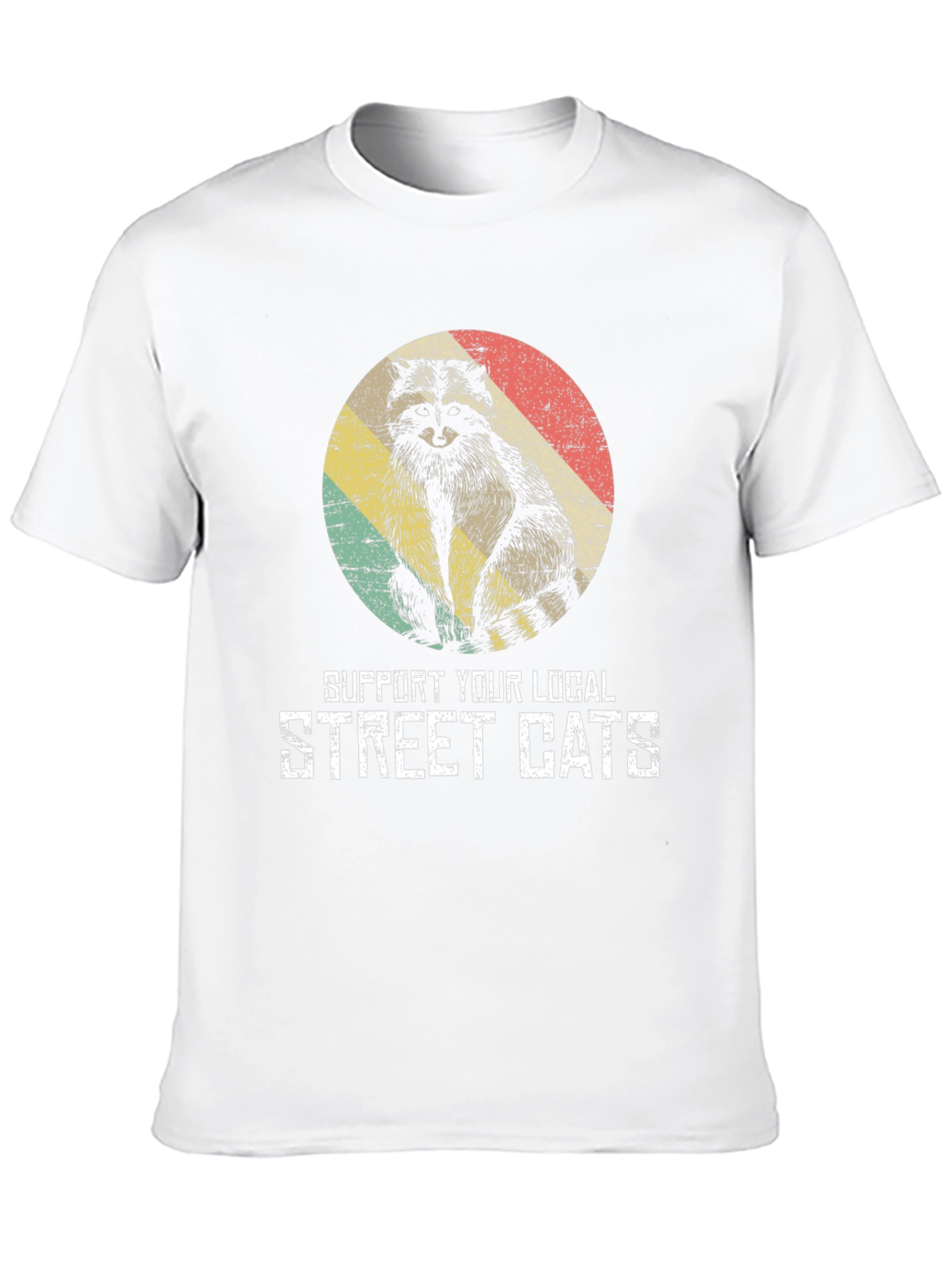 Retro Raccoon Support Street Cats T-Shirt