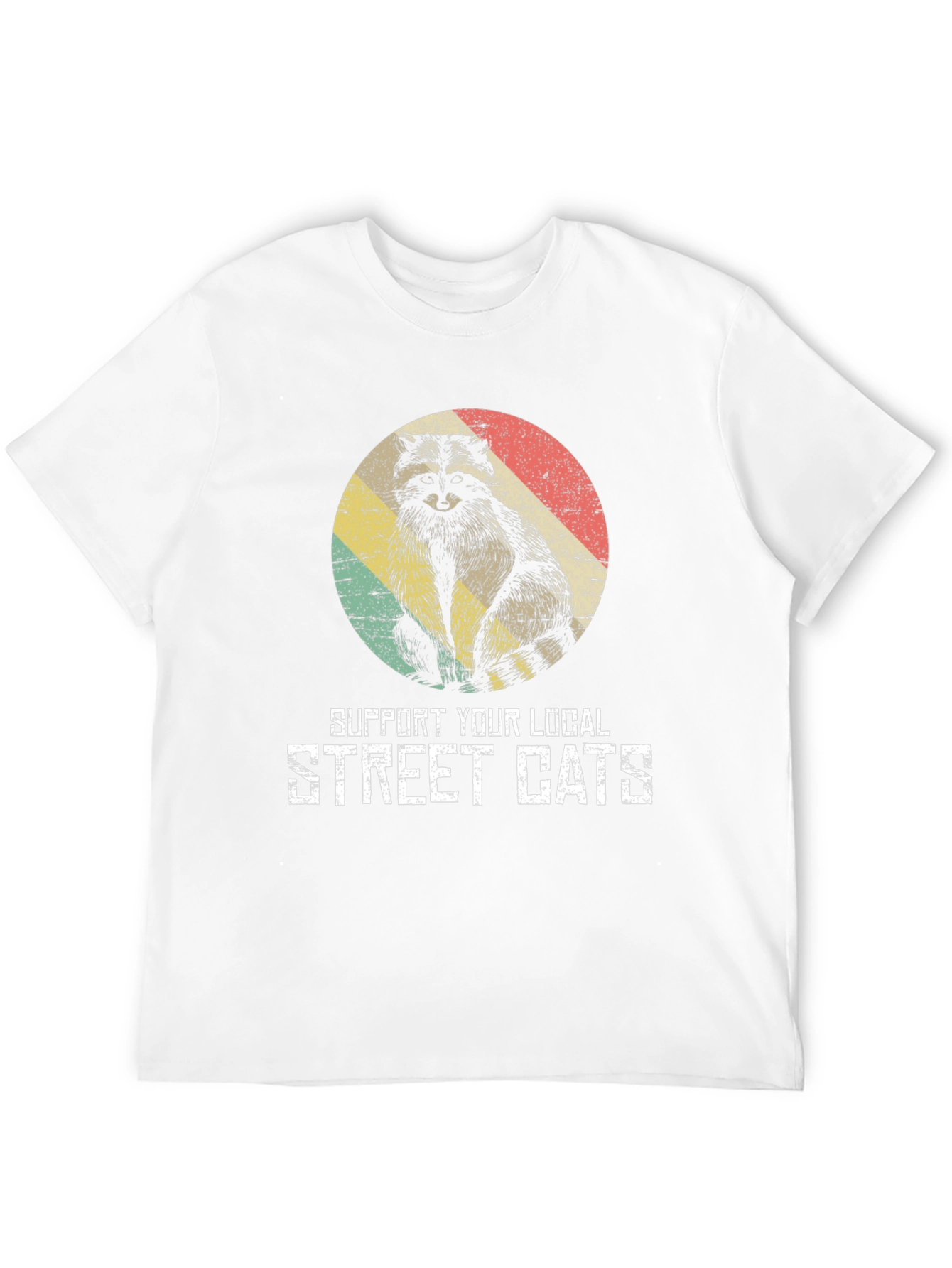 Retro Raccoon Support Street Cats T-Shirt