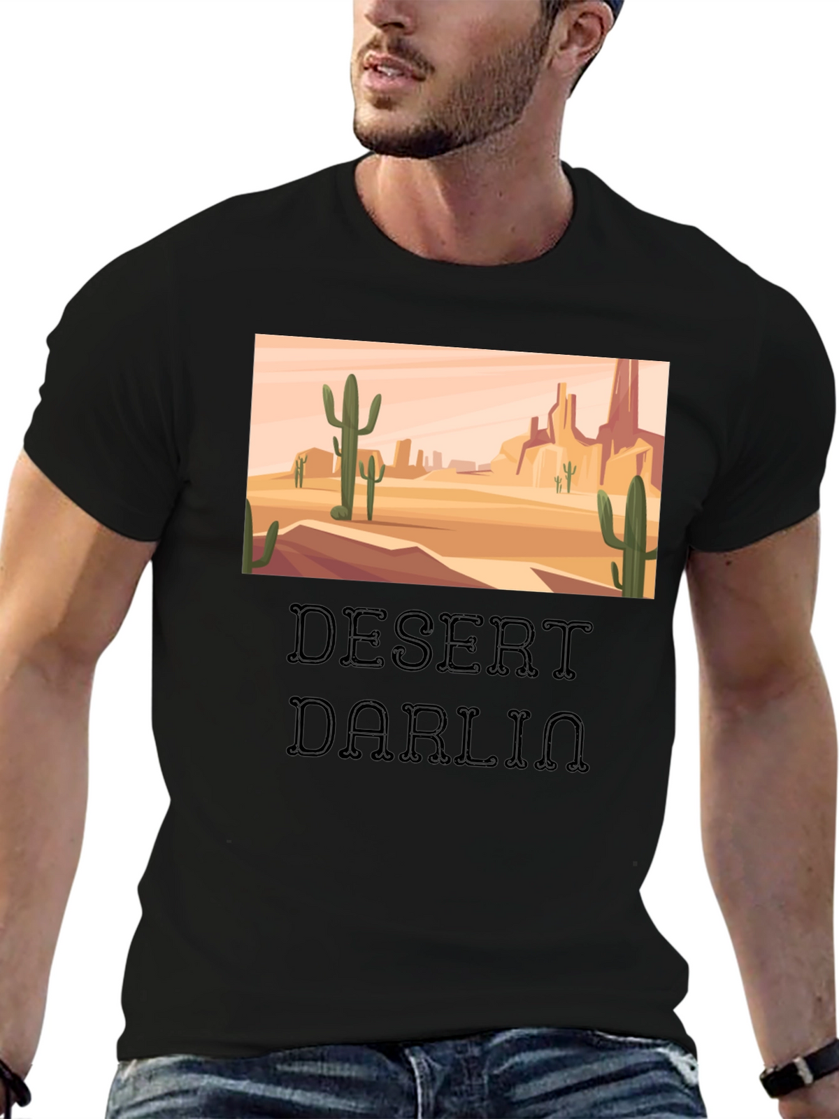 Desert Darlin Graphic Tee - Black Cotton T-Shirt