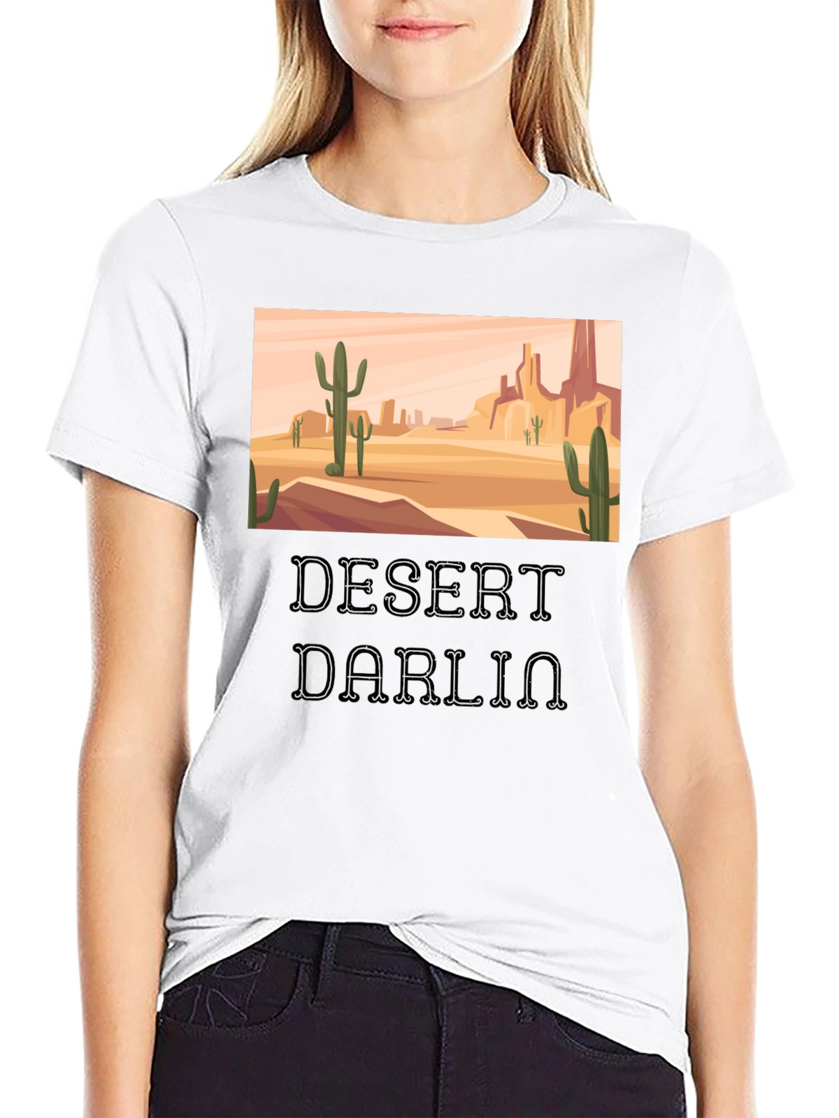 Desert Darlin Graphic Tee - Black Cotton T-Shirt