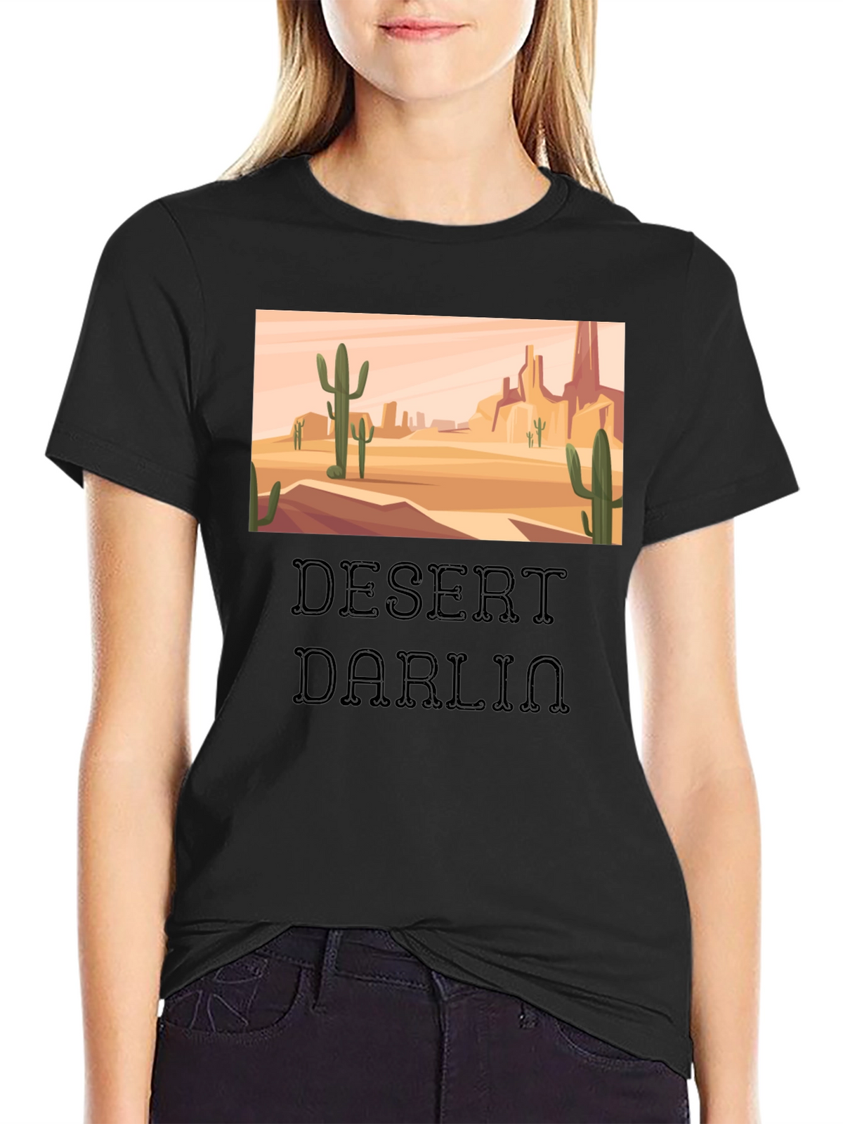 Desert Darlin Graphic Tee - Black Cotton T-Shirt