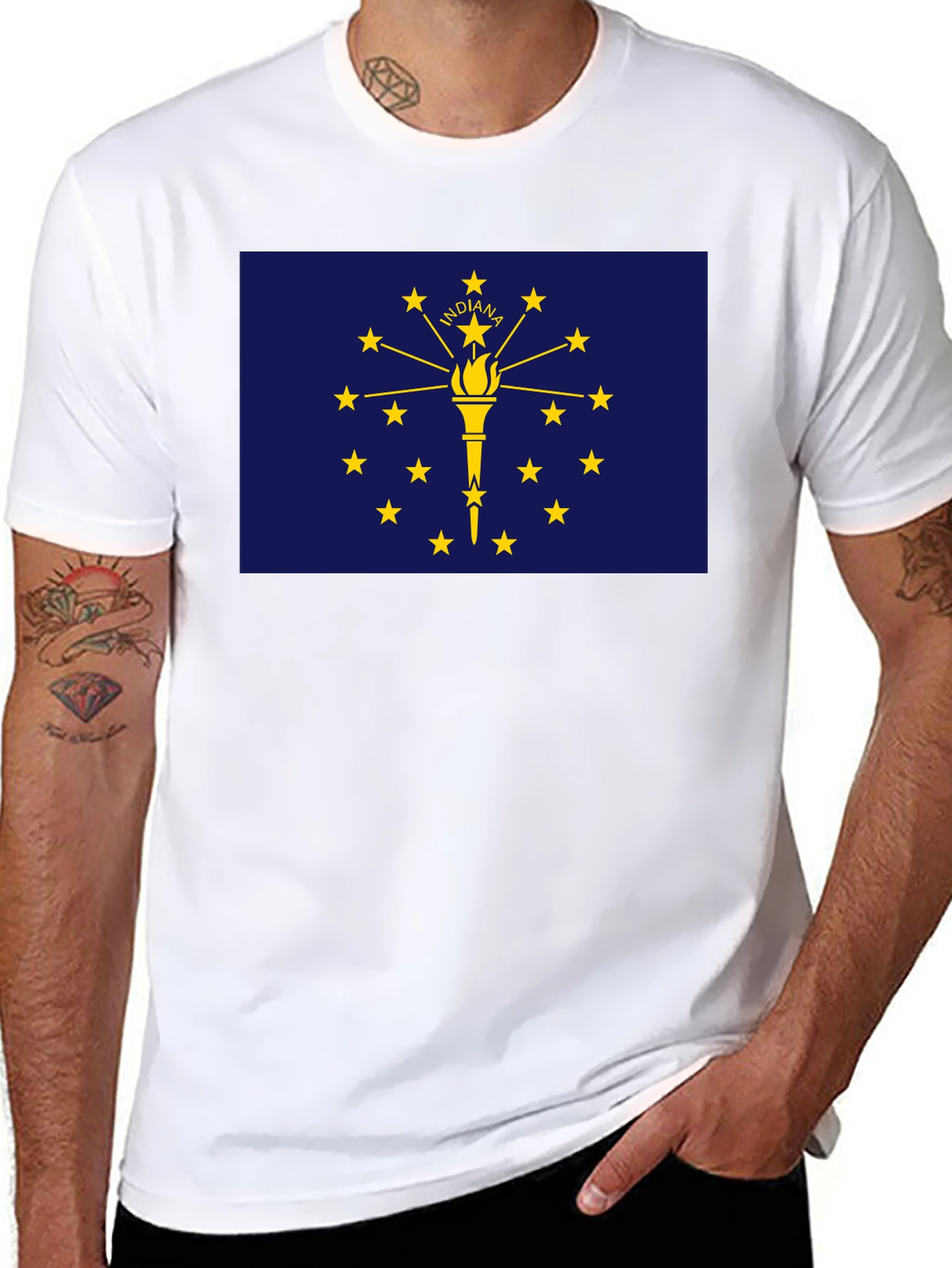 Indiana State Flag Graphic Tee - Black T-Shirt