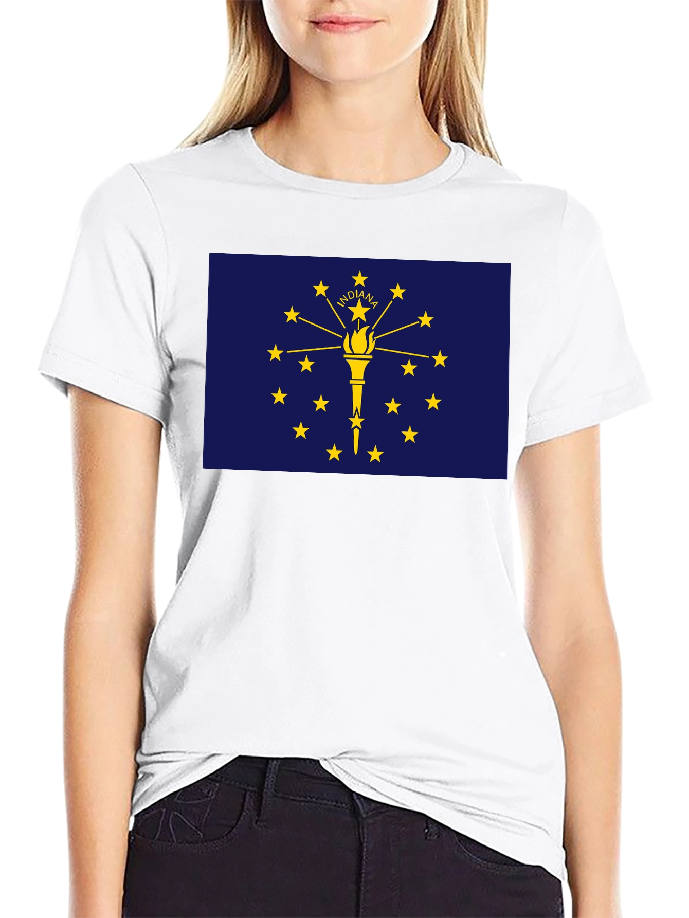 Indiana State Flag Graphic Tee - Black T-Shirt