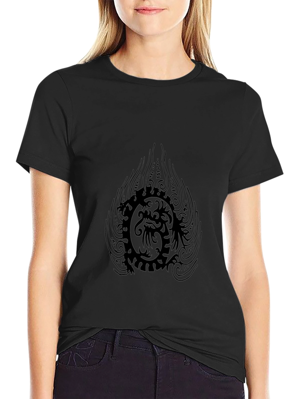 Mens Black Dragon Graphic Tee - Stylish Comfort