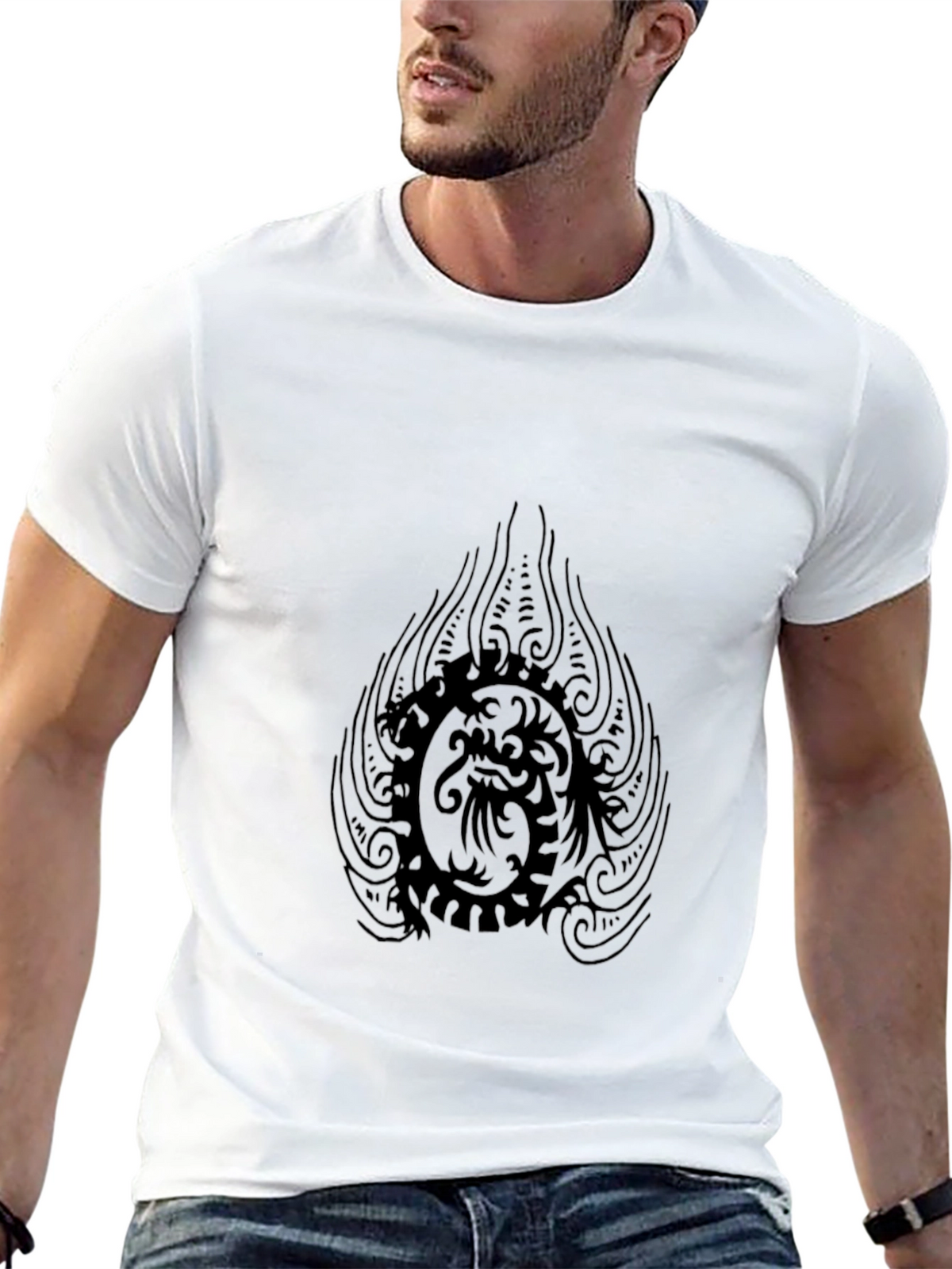 Mens Black Dragon Graphic Tee - Stylish Comfort
