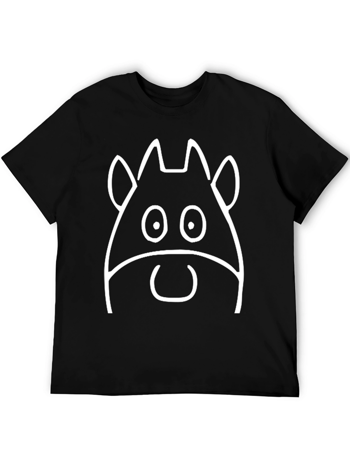 Funny Cow Face Graphic Tee - Black T-Shirt