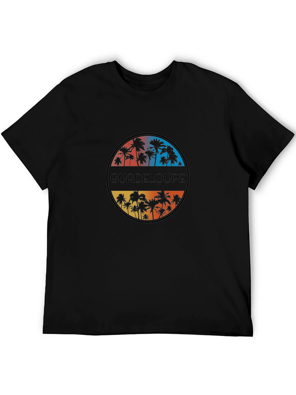 Guadeloupe Palm Tree Graphic Black T-Shirt