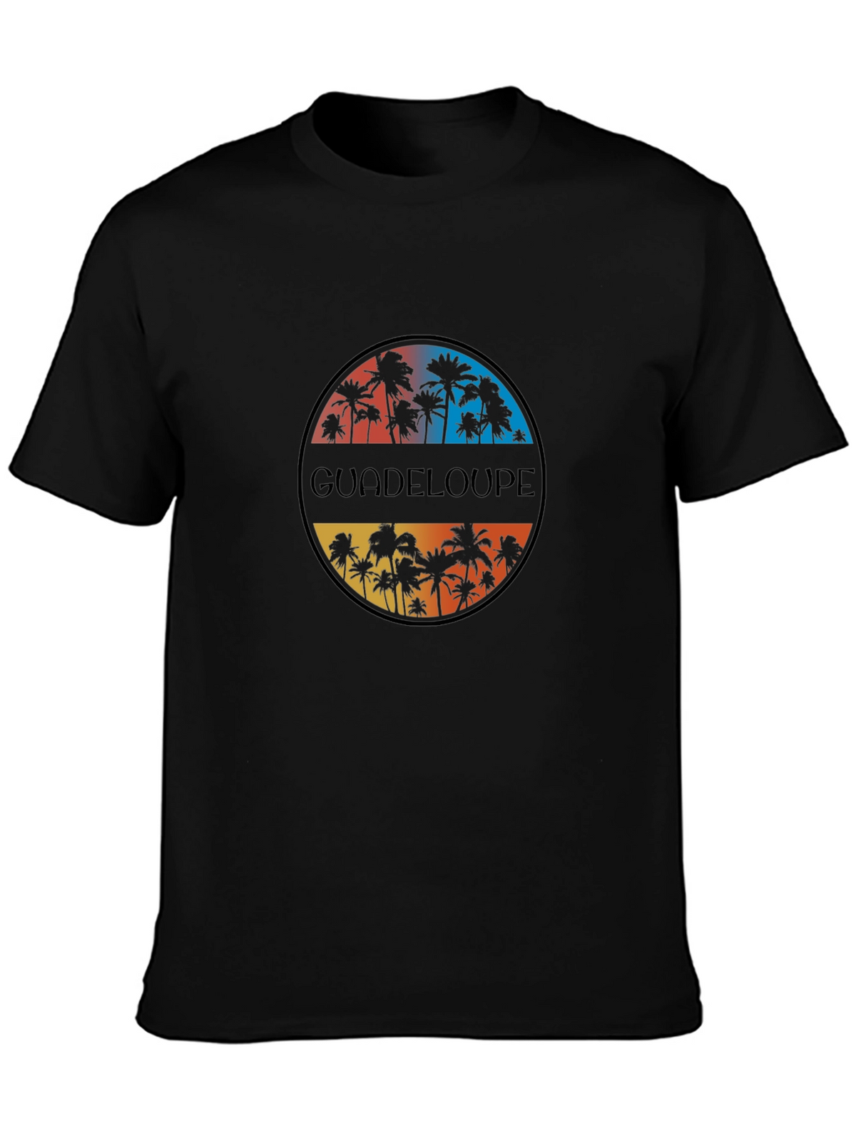 Guadeloupe Palm Tree Graphic Black T-Shirt