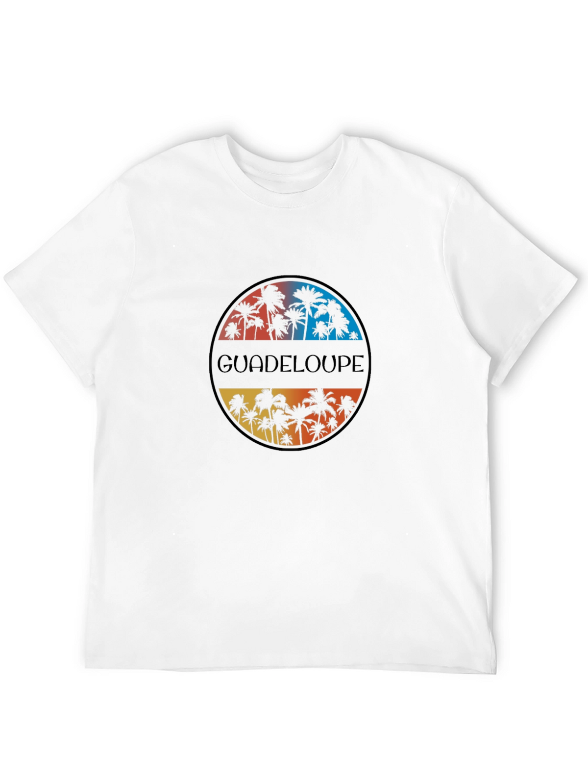 Guadeloupe Palm Tree Graphic Black T-Shirt