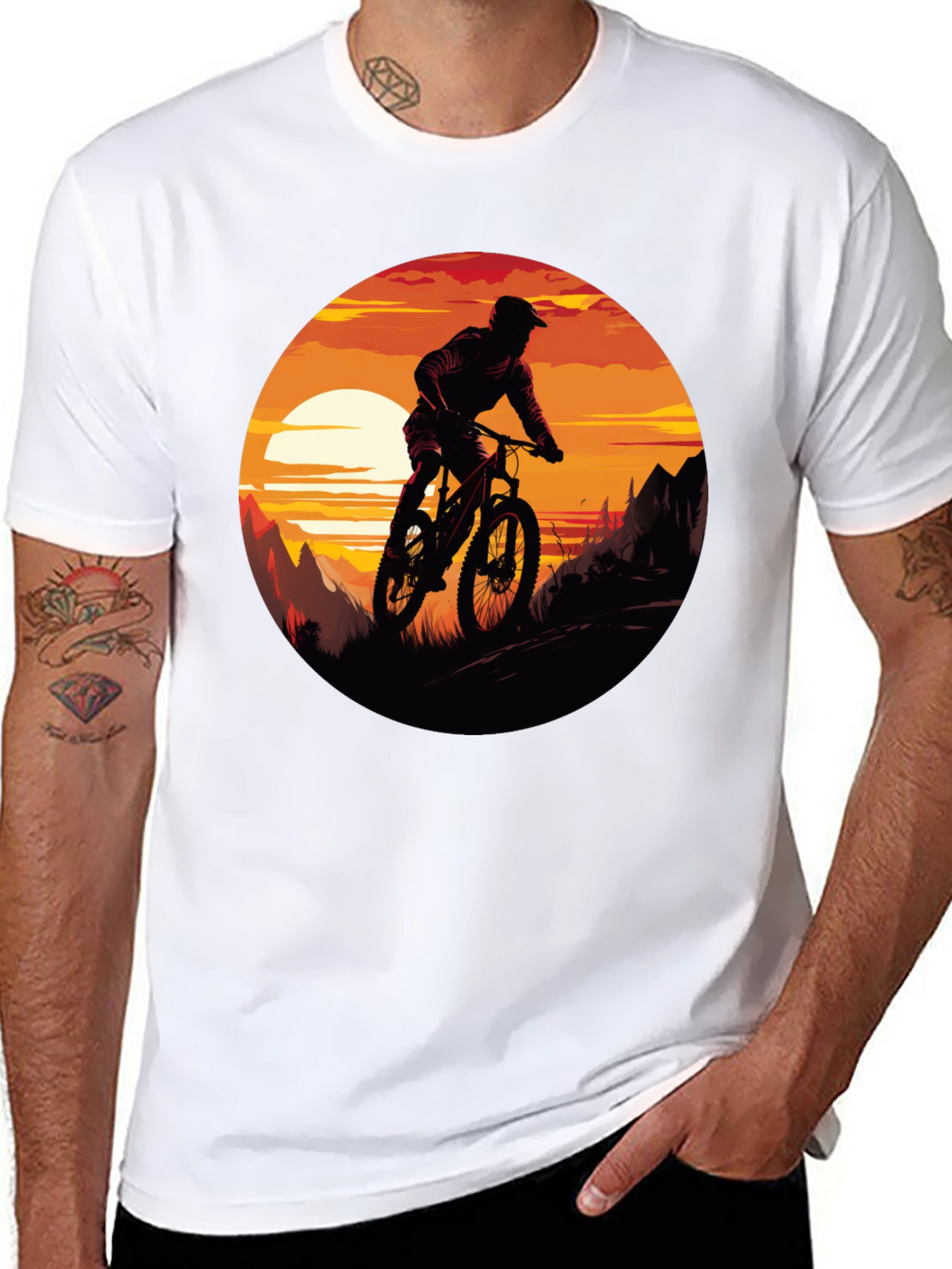 Mountain Bike Sunset Graphic Tee - Adventure Ready