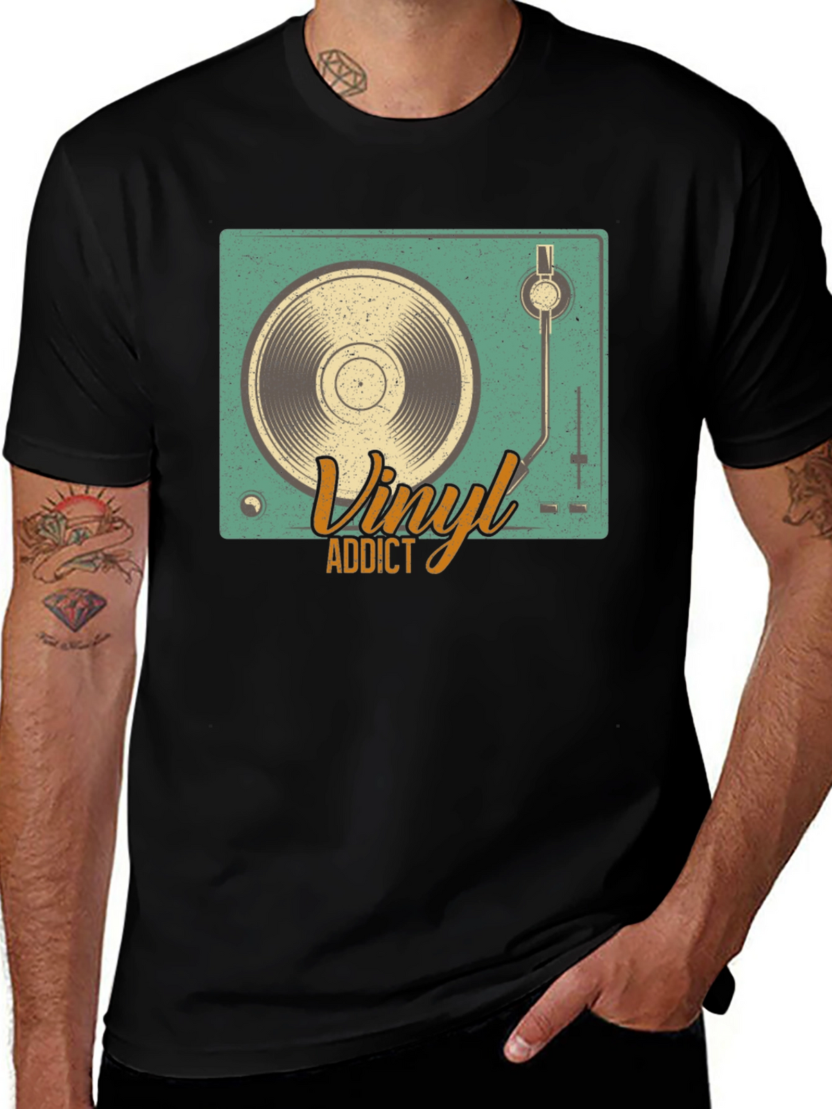 Vinyl Addict Graphic Tee - Retro Music Lover Shirt