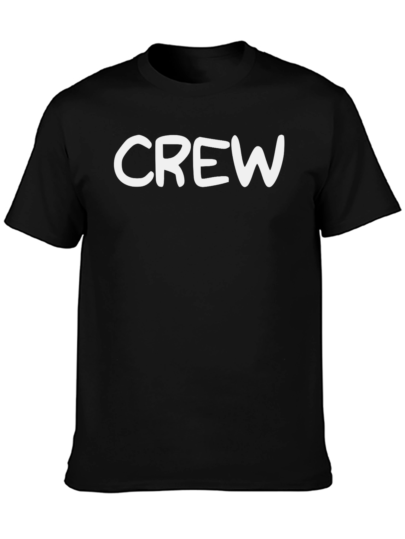 Crew Neck Black T-Shirt - Bold White Graphic