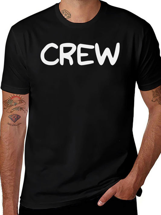 Crew Neck Black T-Shirt - Bold White Graphic