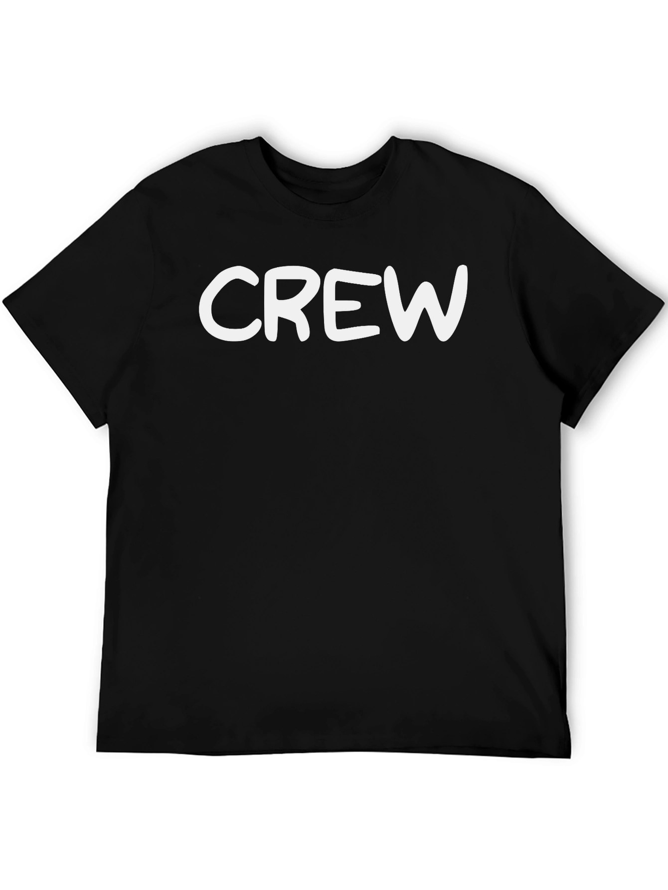 Crew Neck Black T-Shirt - Bold White Graphic