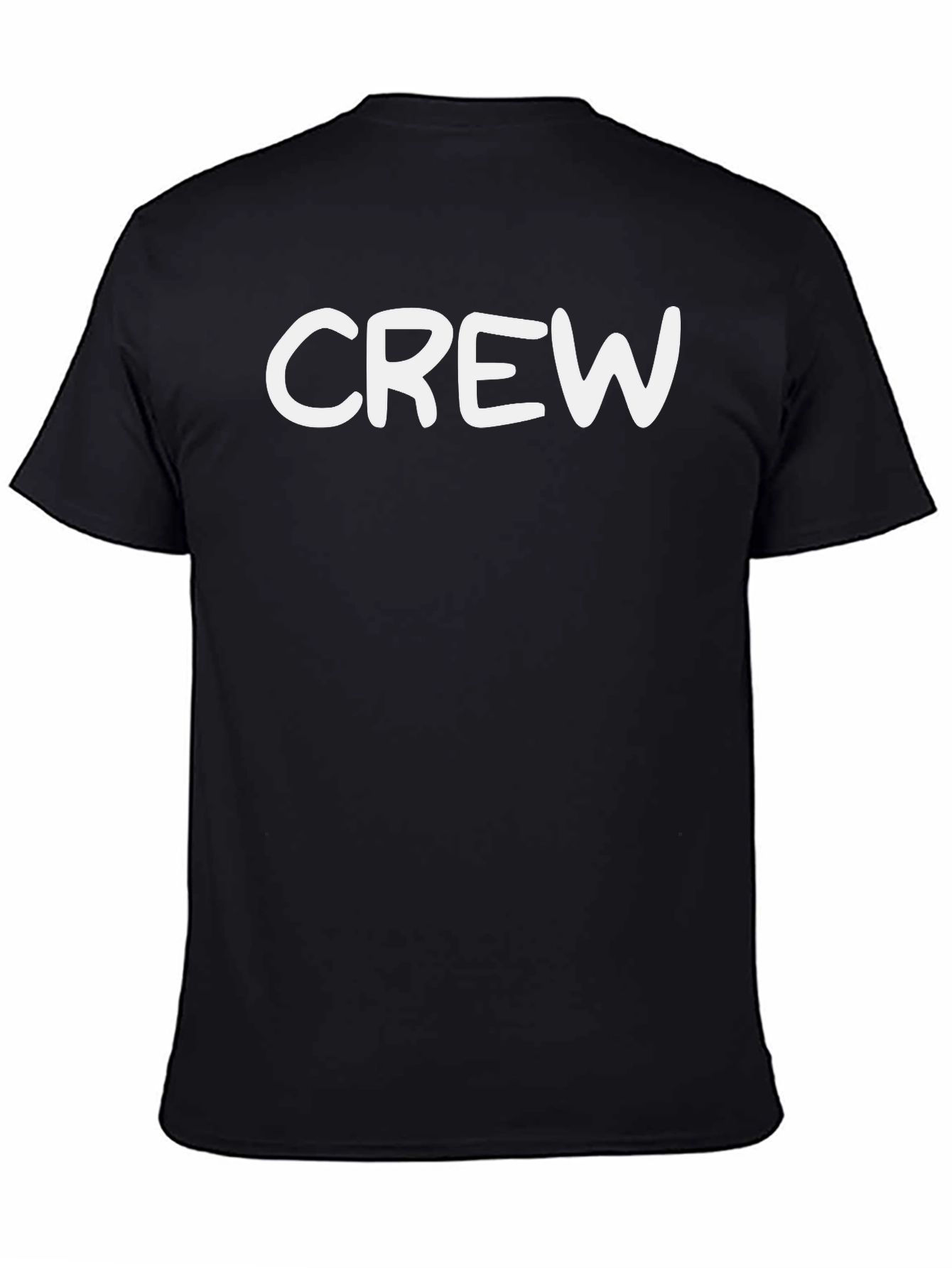 Crew Neck Black T-Shirt - Bold White Graphic