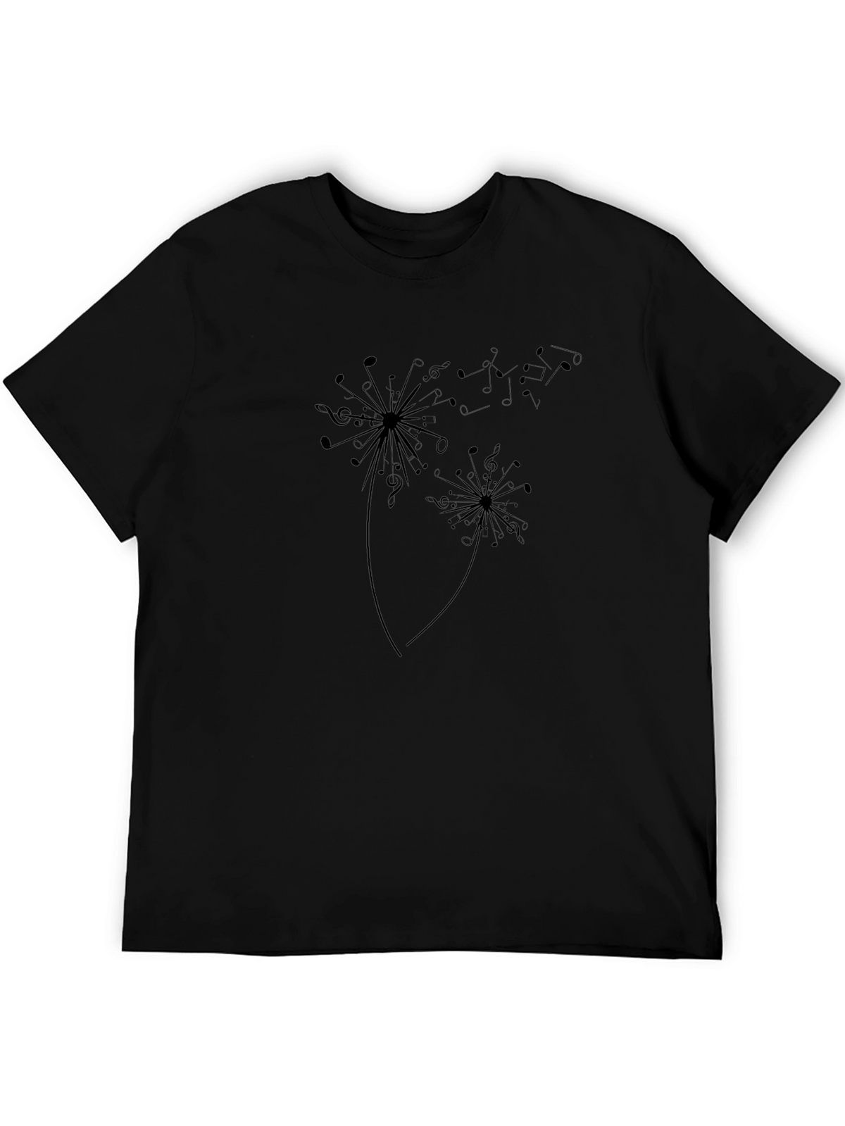 Music Dandelion Mens Black T-Shirt