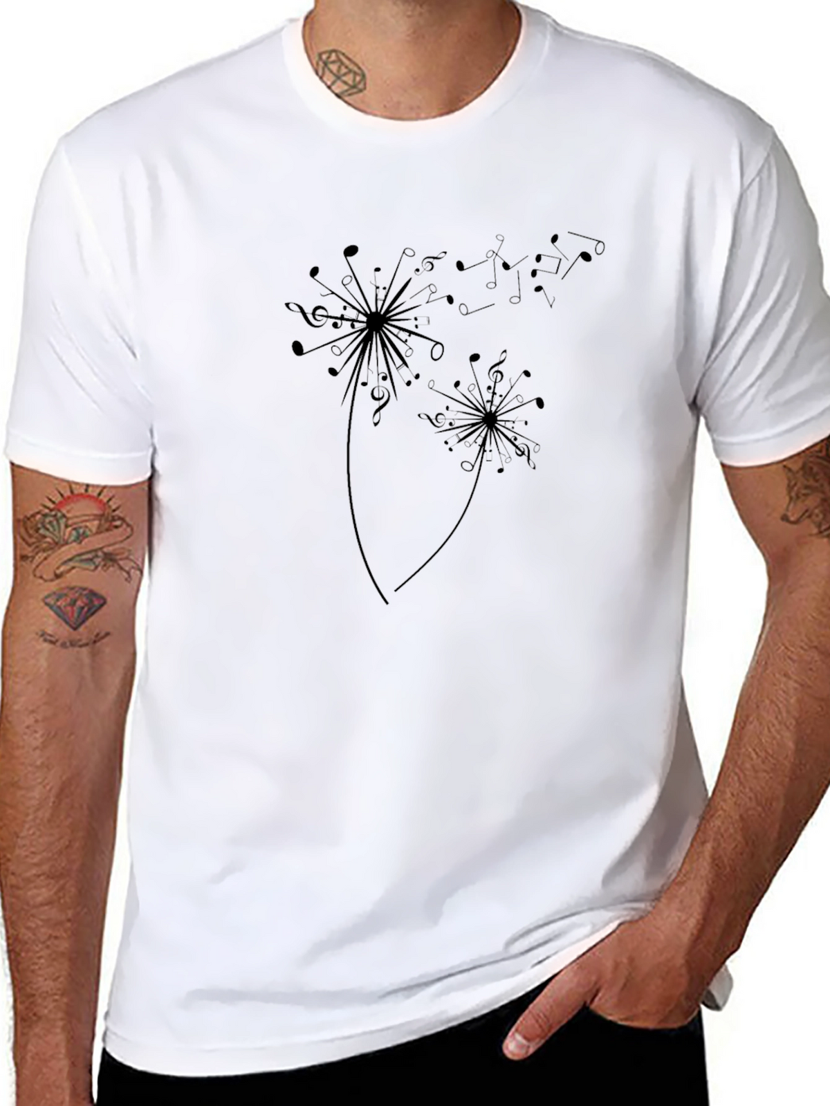 Music Dandelion Mens Black T-Shirt