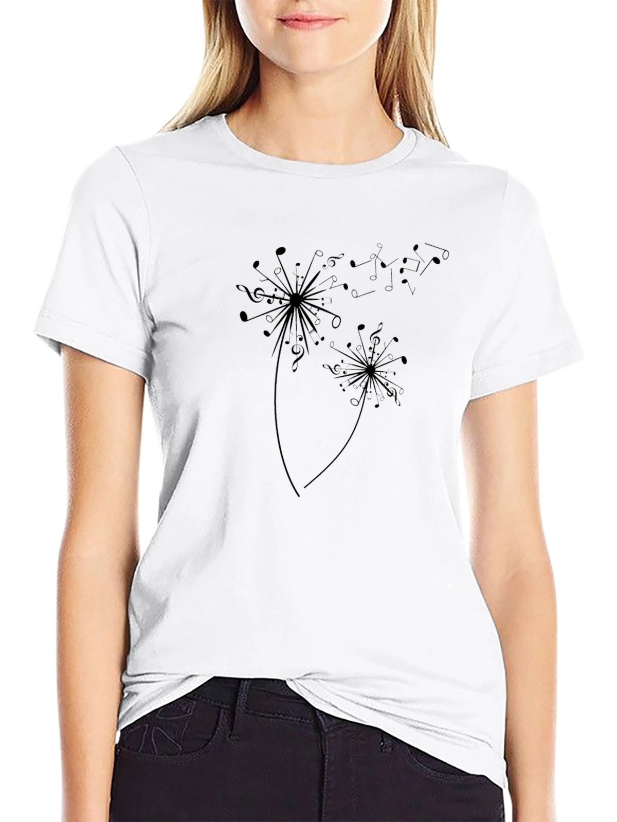 Music Dandelion Mens Black T-Shirt