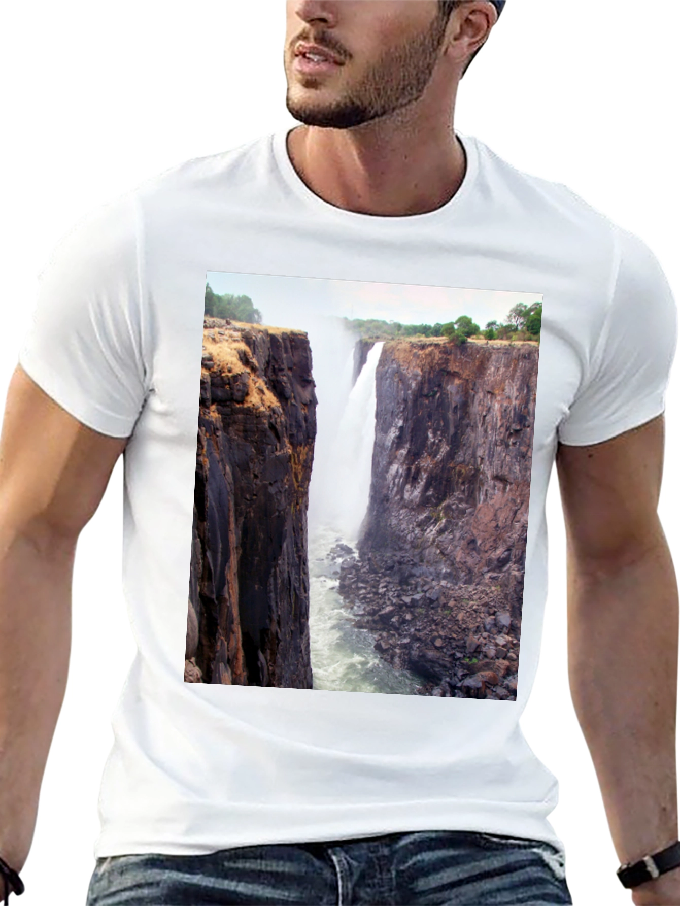 Waterfall Graphic Tee - Nature Lovers Black T-Shirt