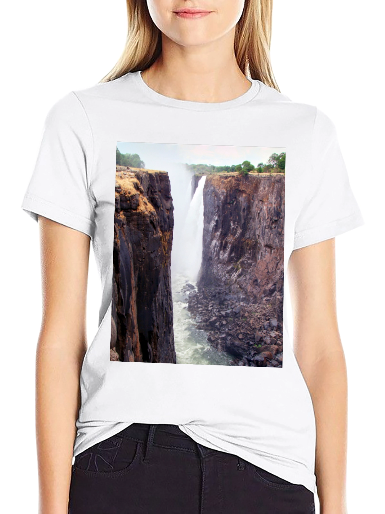Waterfall Graphic Tee - Nature Lovers Black T-Shirt