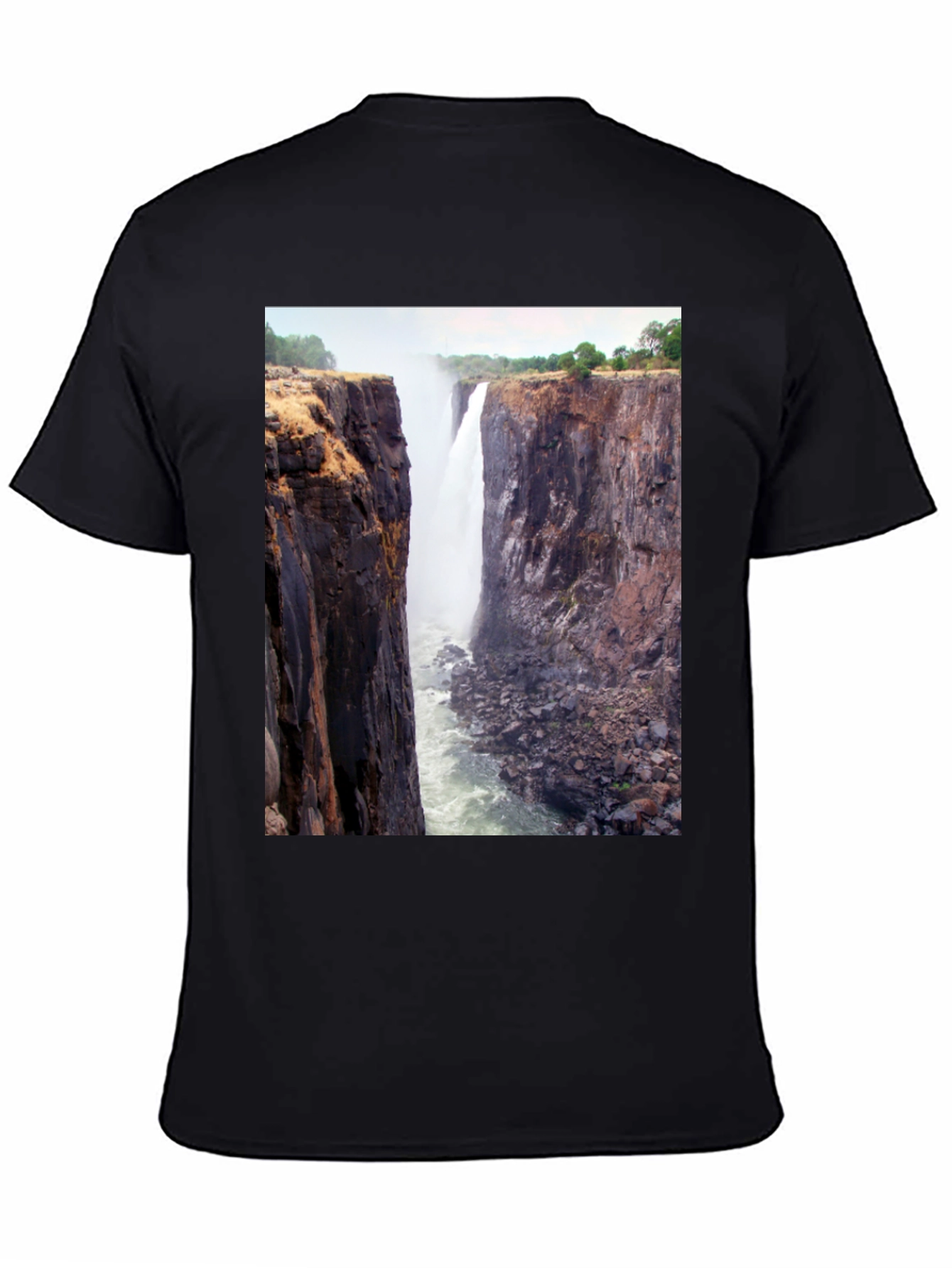 Waterfall Graphic Tee - Nature Lovers Black T-Shirt