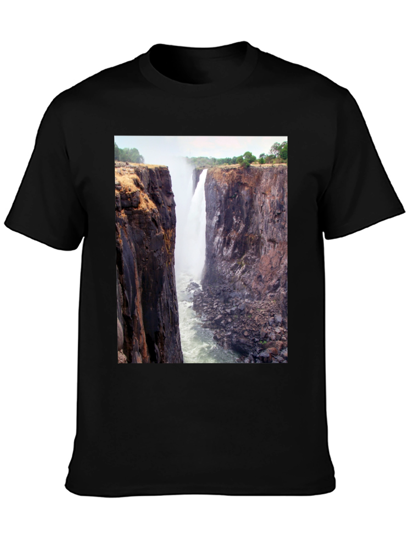 Waterfall Graphic Tee - Nature Lovers Black T-Shirt