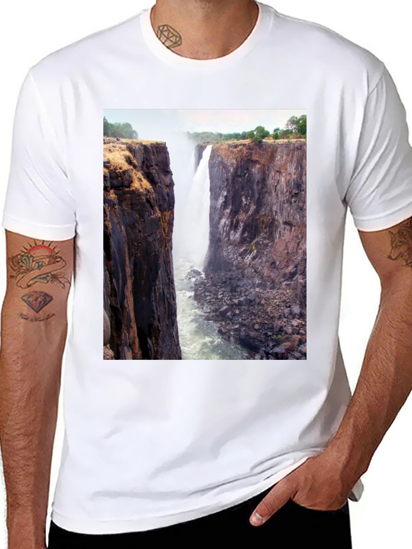 Waterfall Graphic Tee - Nature Lovers Black T-Shirt