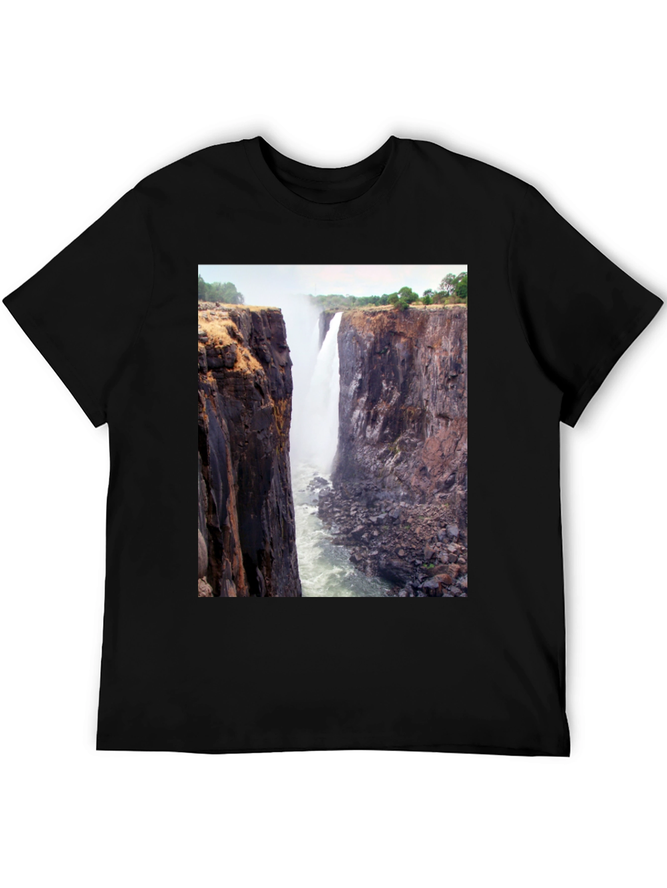 Waterfall Graphic Tee - Nature Lovers Black T-Shirt