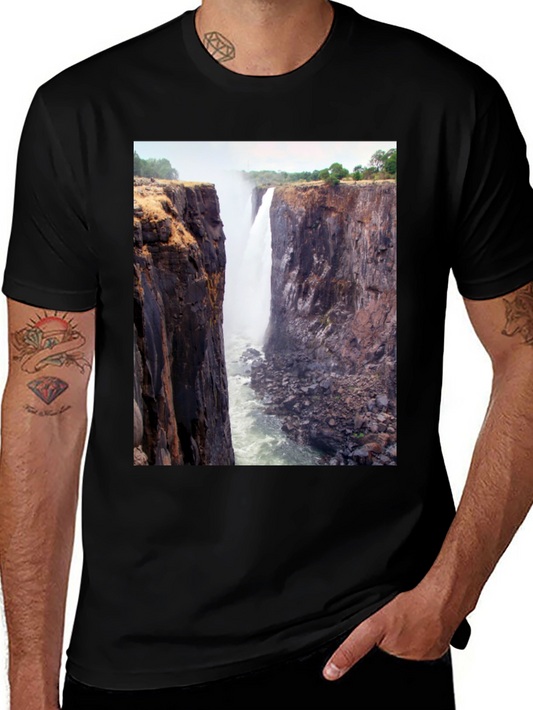Waterfall Graphic Tee - Nature Lovers Black T-Shirt