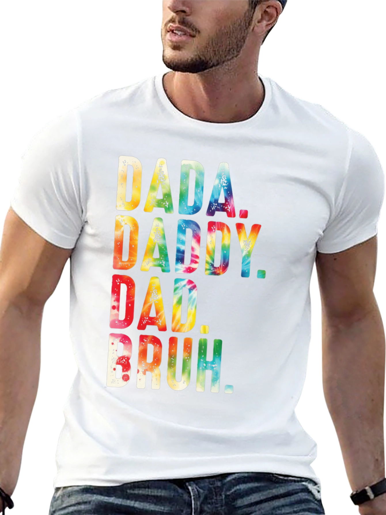 Dada Daddy Dad Bruh Tie Dye Mens Black T-Shirt