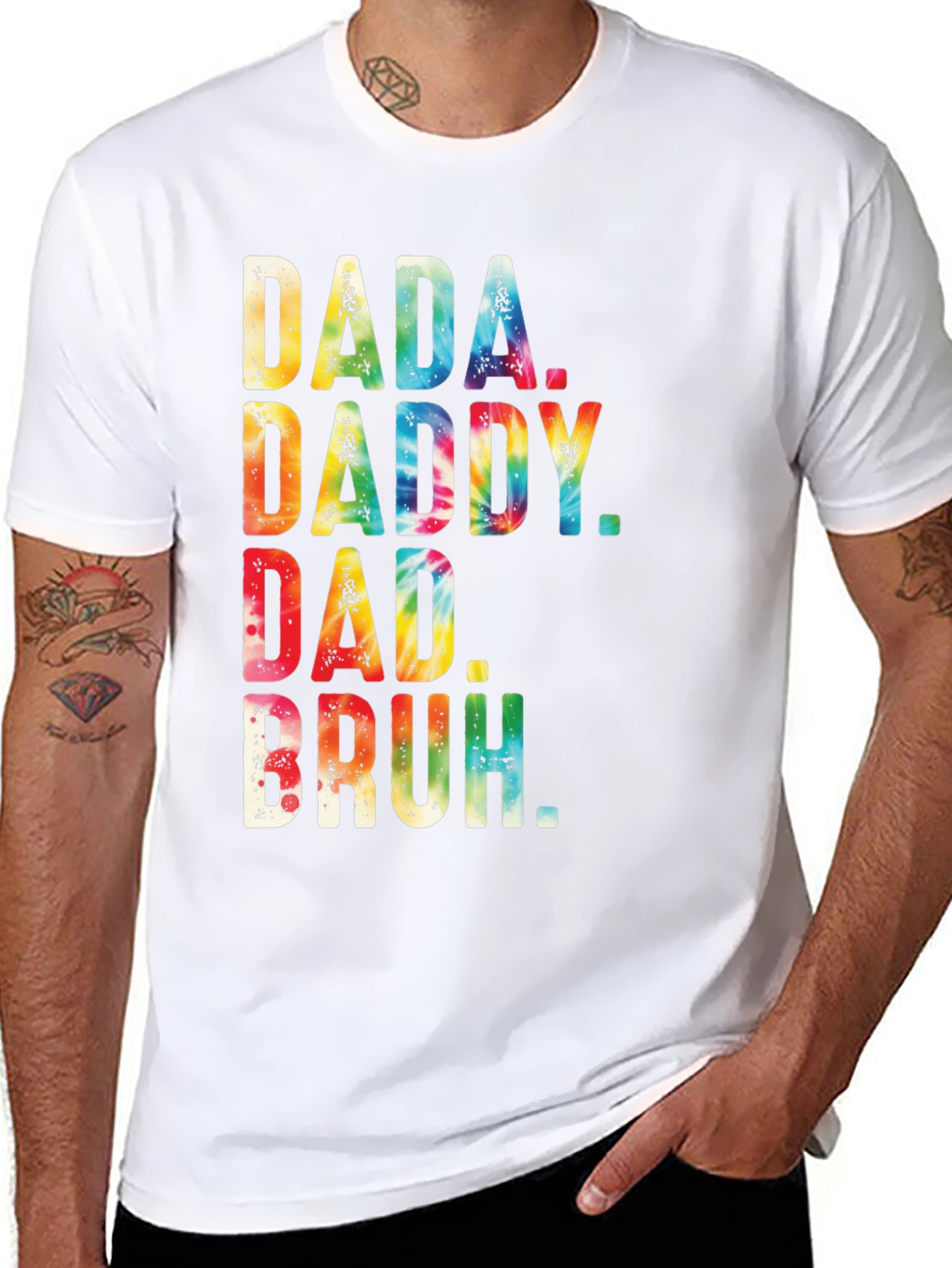 Dada Daddy Dad Bruh Tie Dye Mens Black T-Shirt